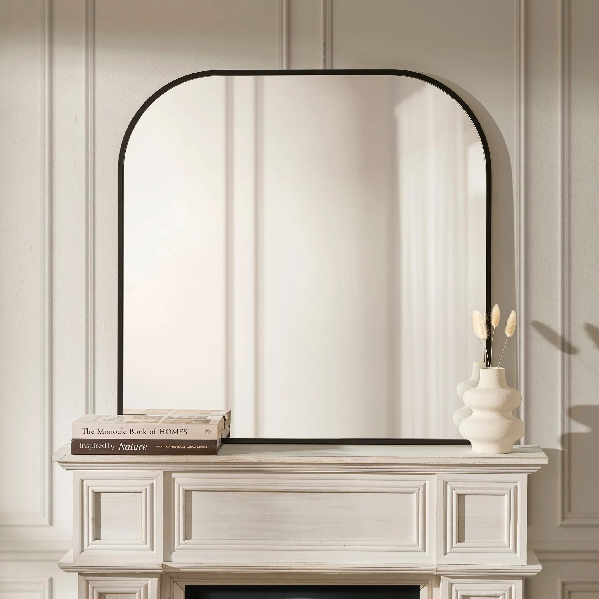 Arched Mantel Mirror - Black