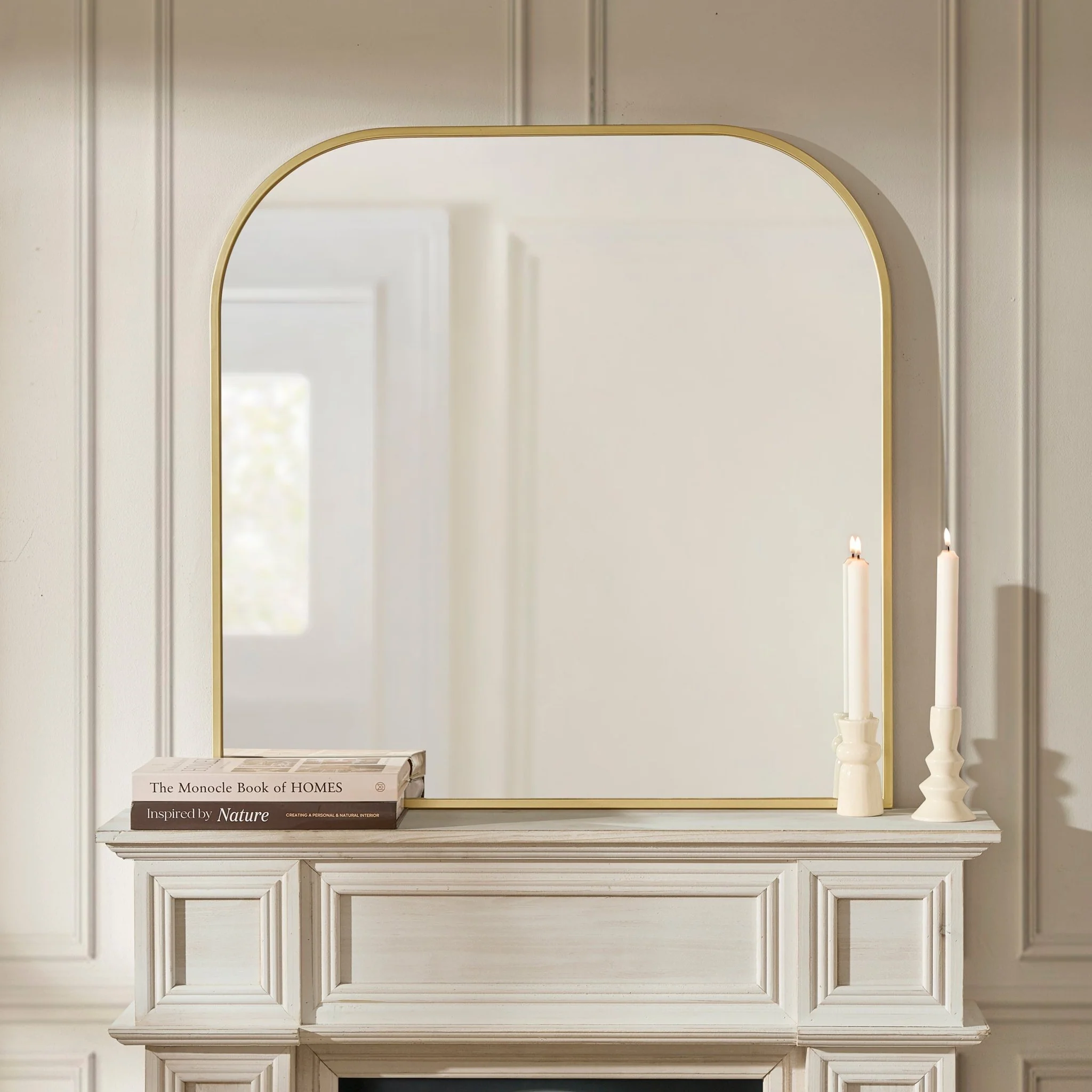 Arched Mantel Mirror - Gold