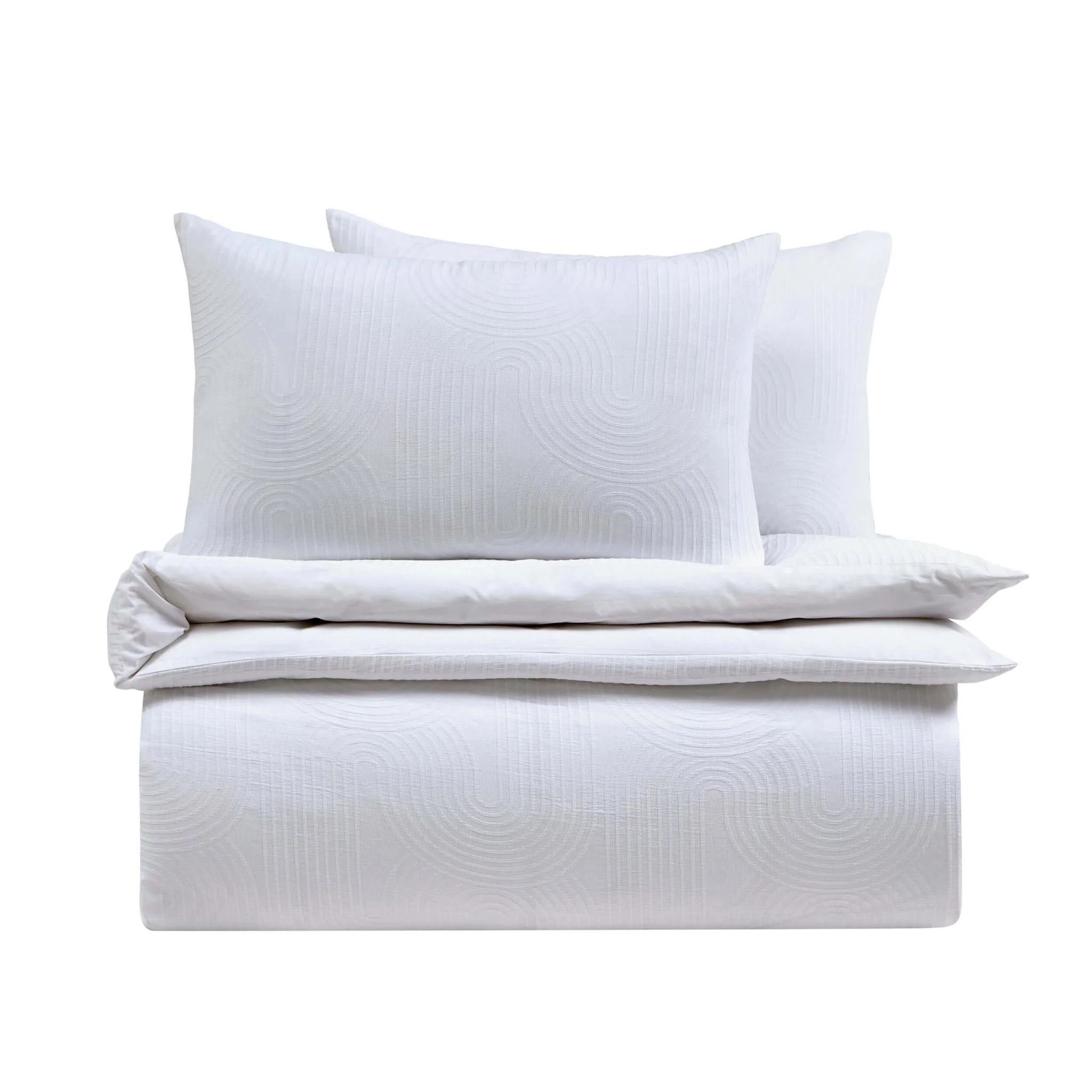 Archie Geo Woven Jaquard 200 Thread Count Duvet Cover & Pillowcase Set - White - Image 6