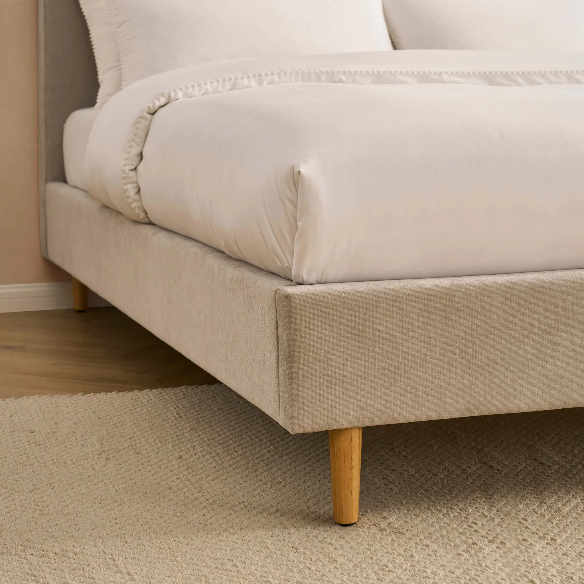 Ascot Bed Frame - Chenille Light Grey - Image 5
