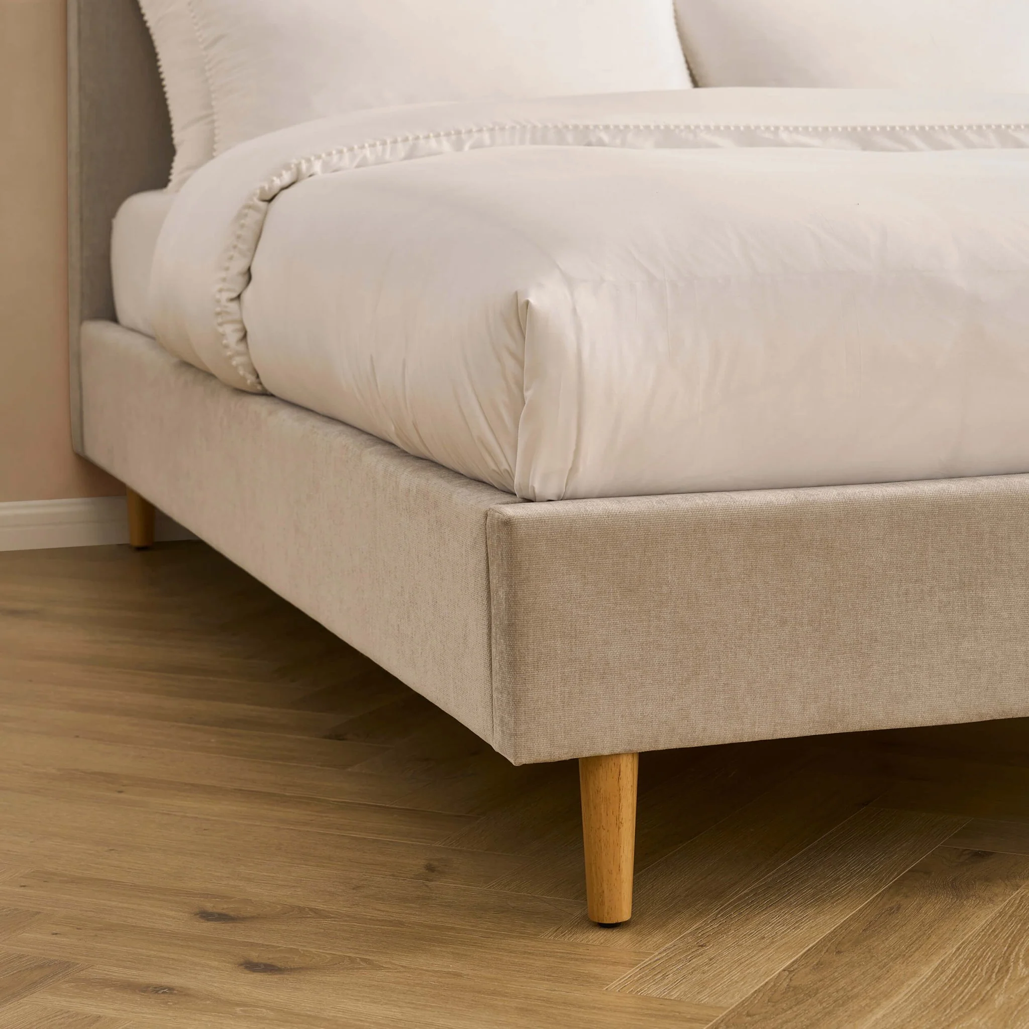 Ascot Bed Frame - Chenille Light Grey - Image 7