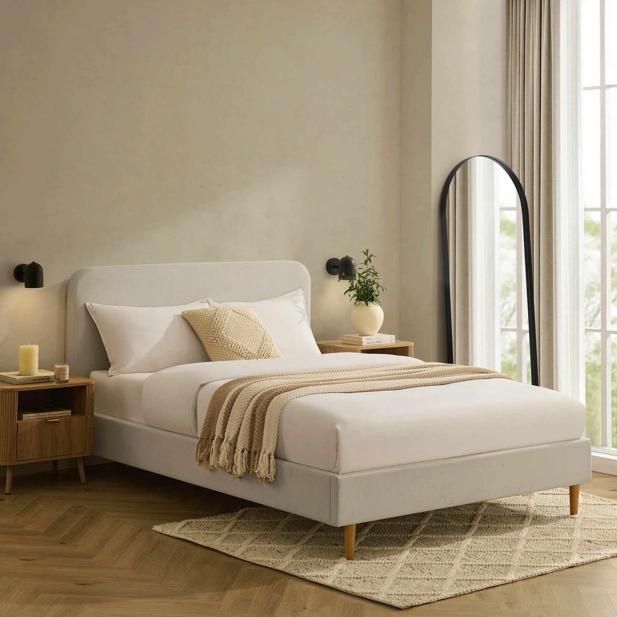 Ascot Henley Bed Frame - Cream Linen