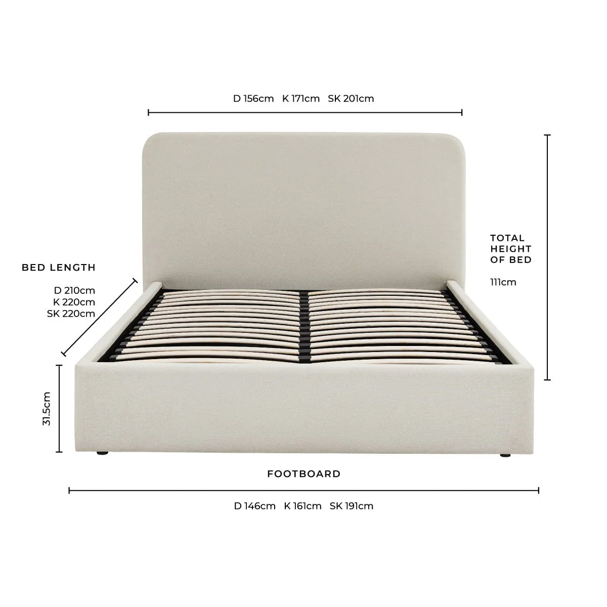 Ascot Ottoman Storage Bed - Natural - Image 13