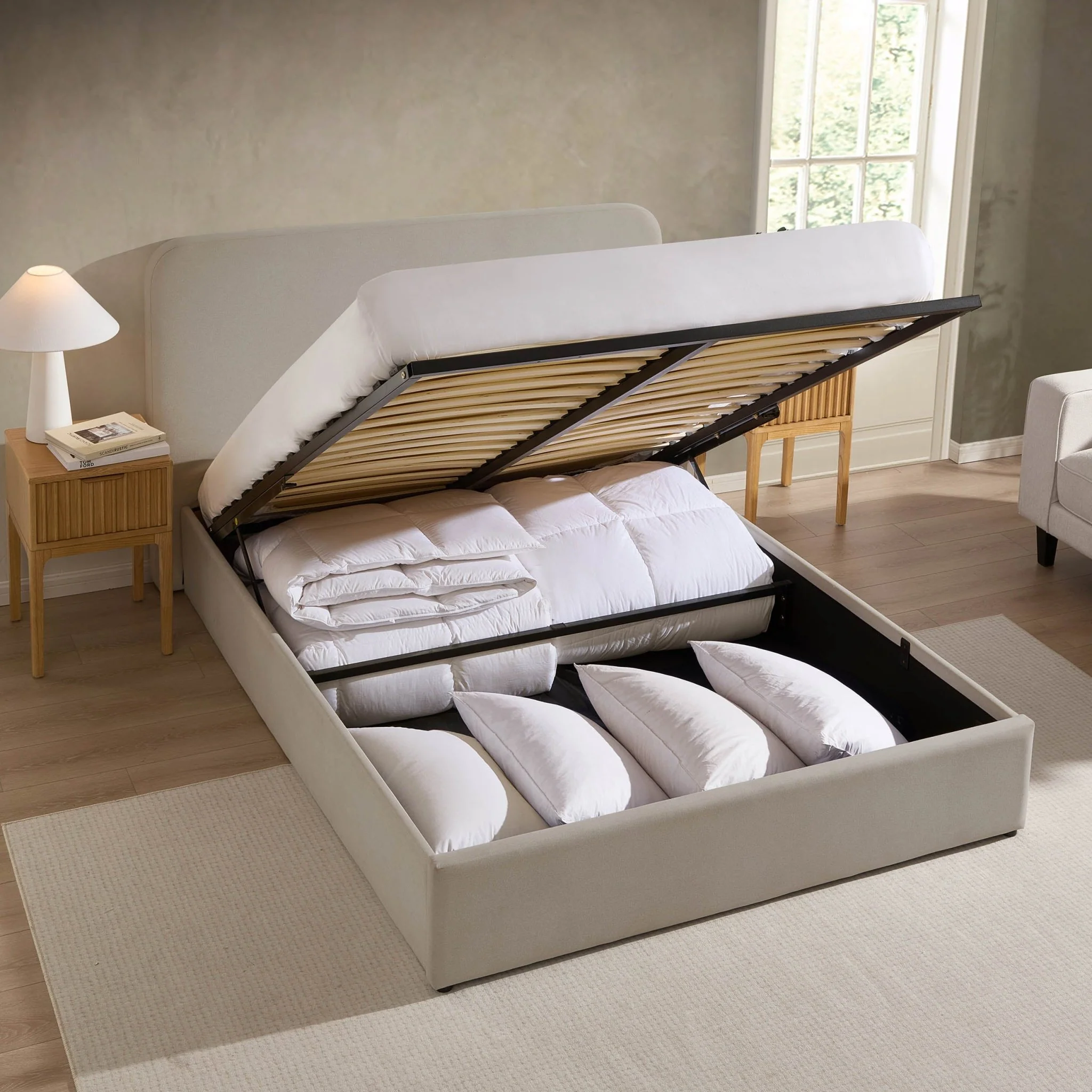 Ascot Ottoman Storage Bed - Natural - Image 6