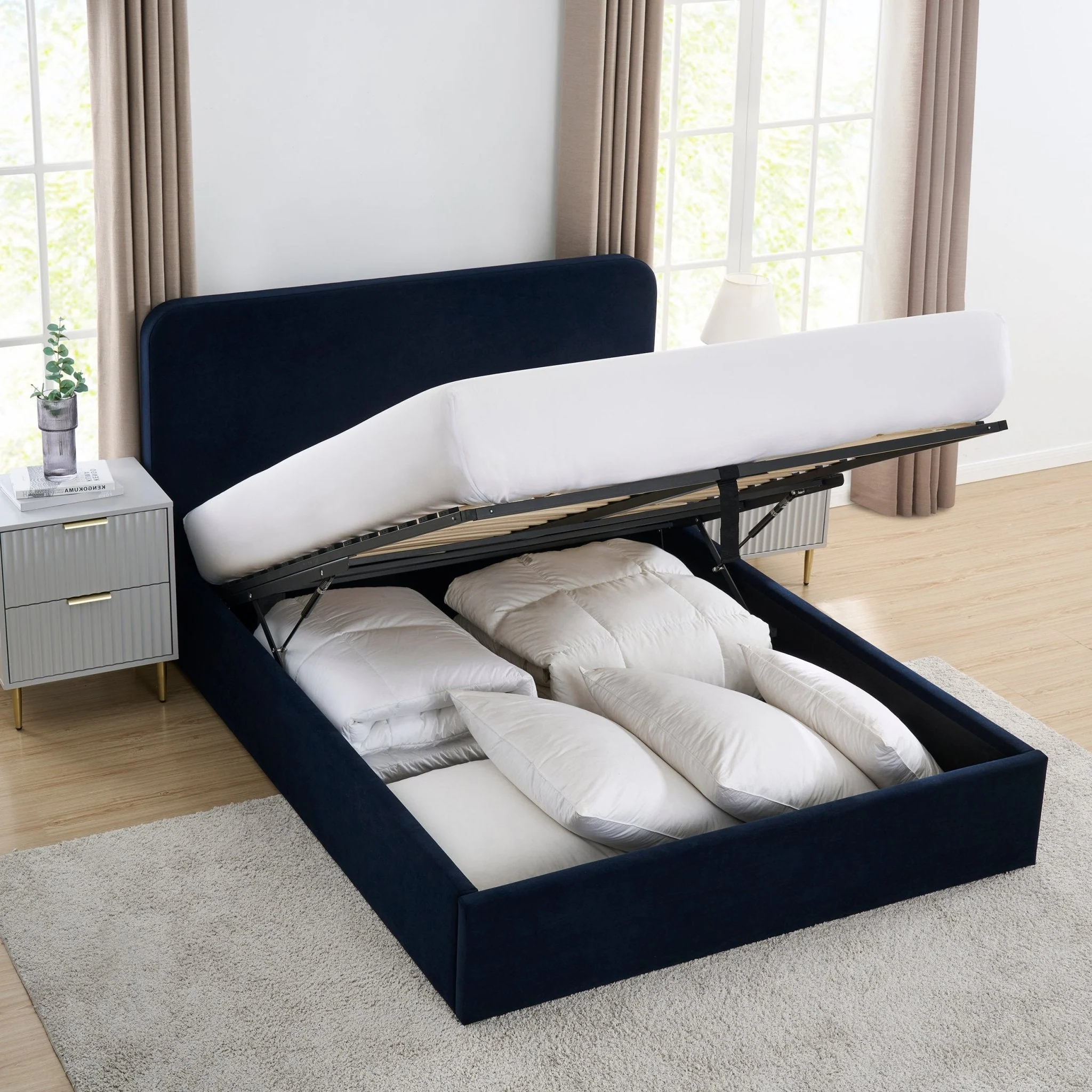 Ascot Ottoman Storage Bed - Navy - Image 4