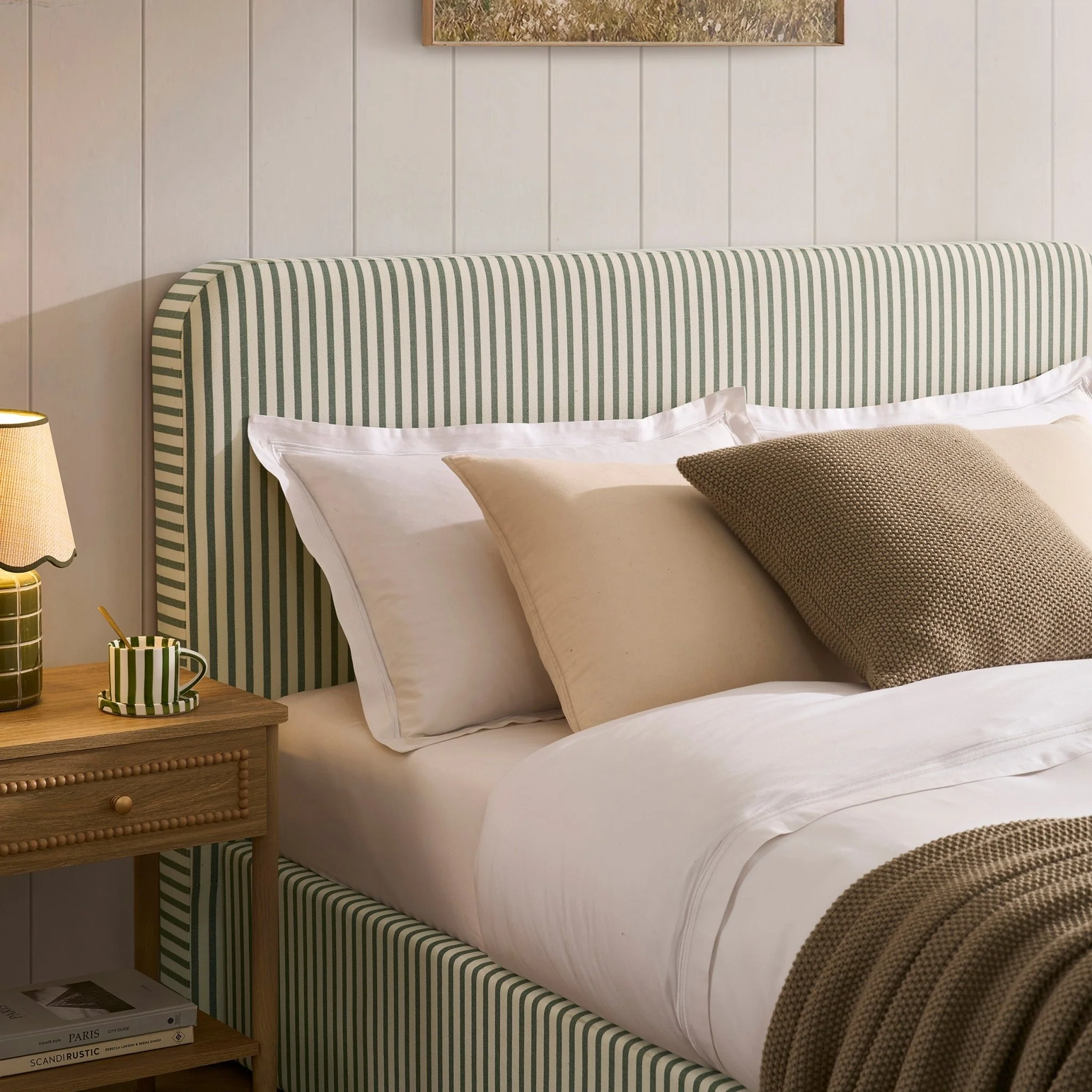 Ascot Ottoman Storage Bed - Sage Stripe - Image 2