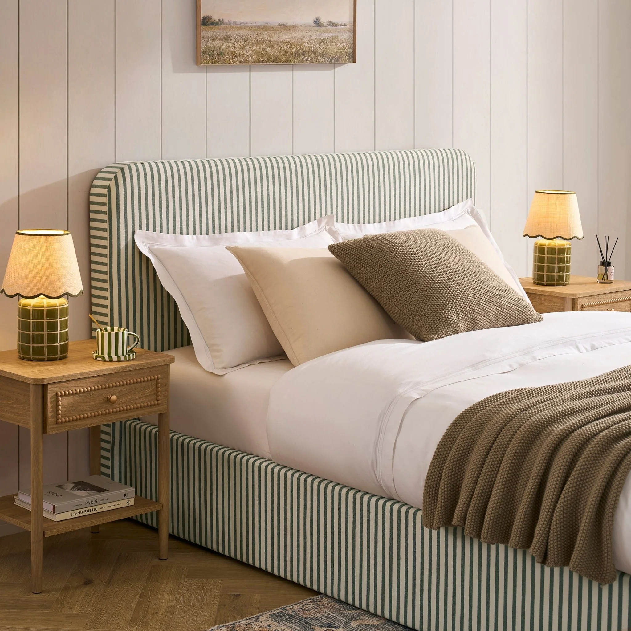 Ascot Ottoman Storage Bed - Sage Stripe - Image 4