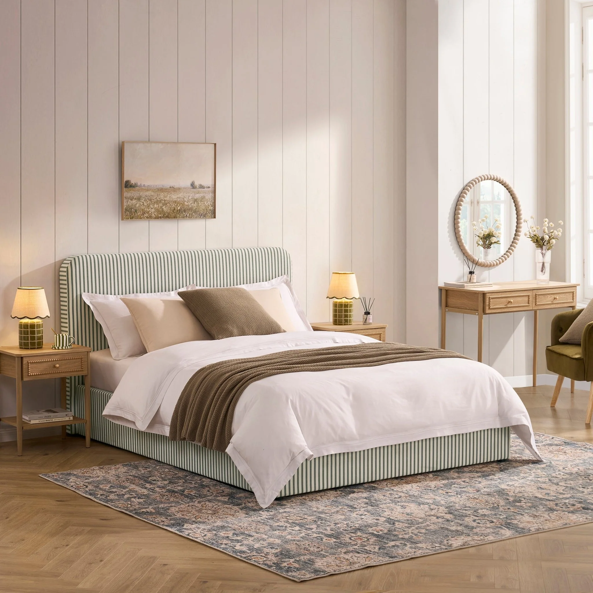 Ascot Ottoman Storage Bed - Sage Stripe - Image 5