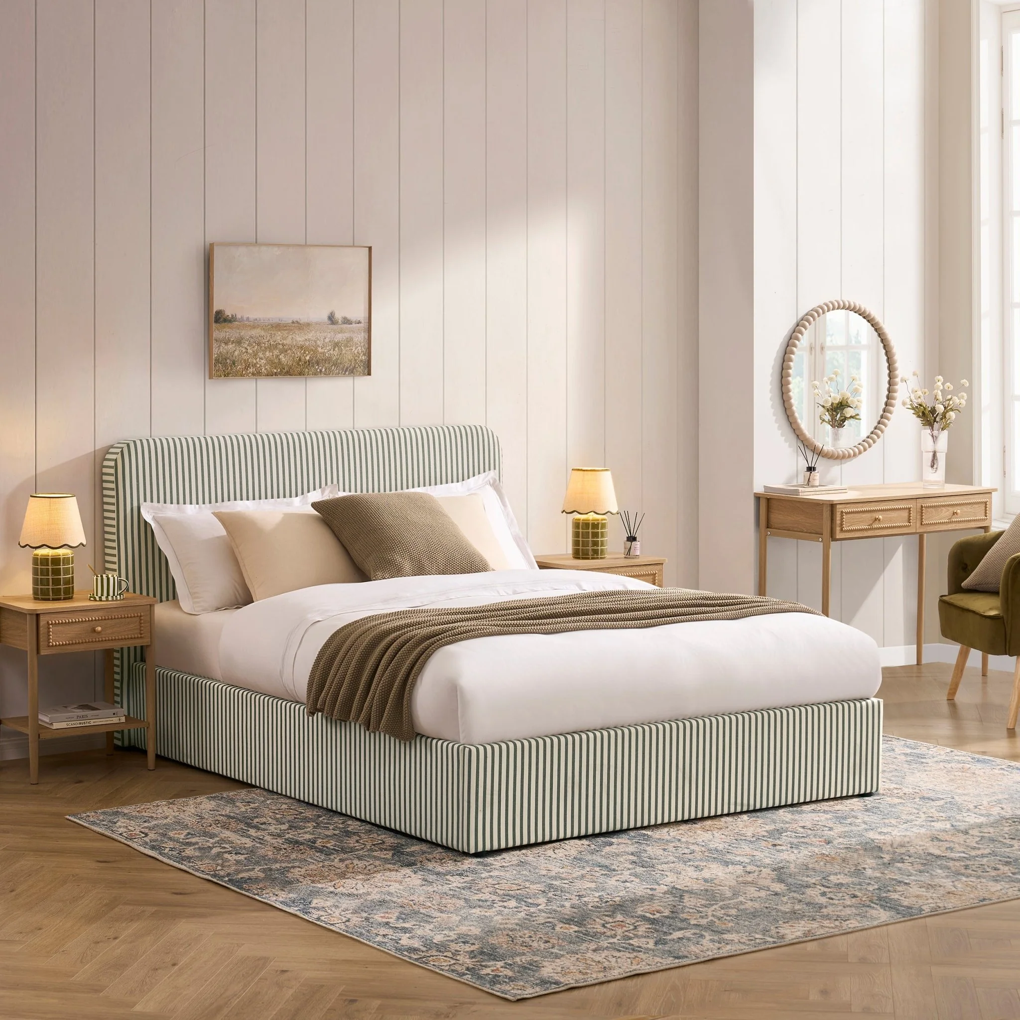 Ascot Ottoman Storage Bed - Sage Stripe - Image 7