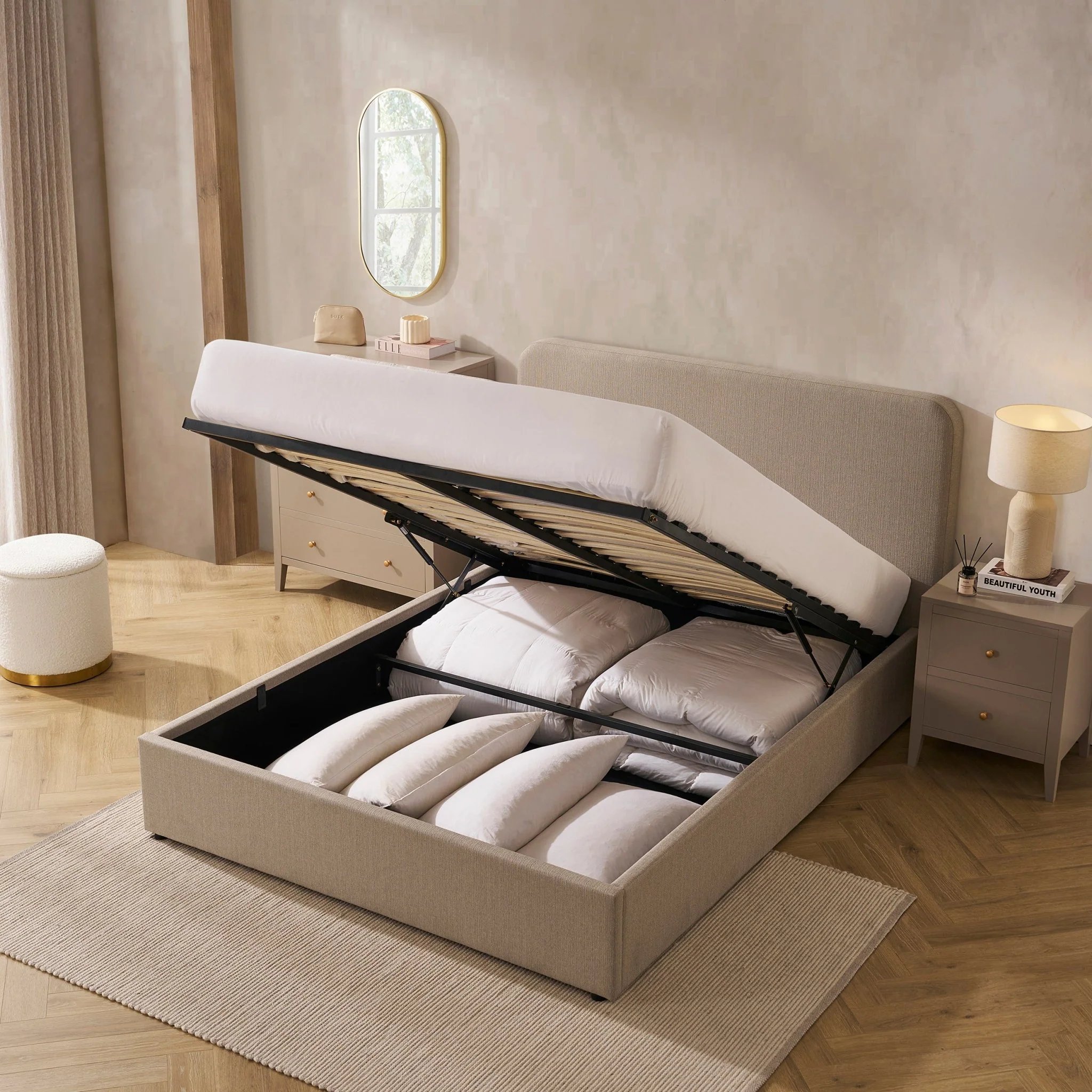 Ascot Ottoman Storage Bed - Stone Grey - Image 6
