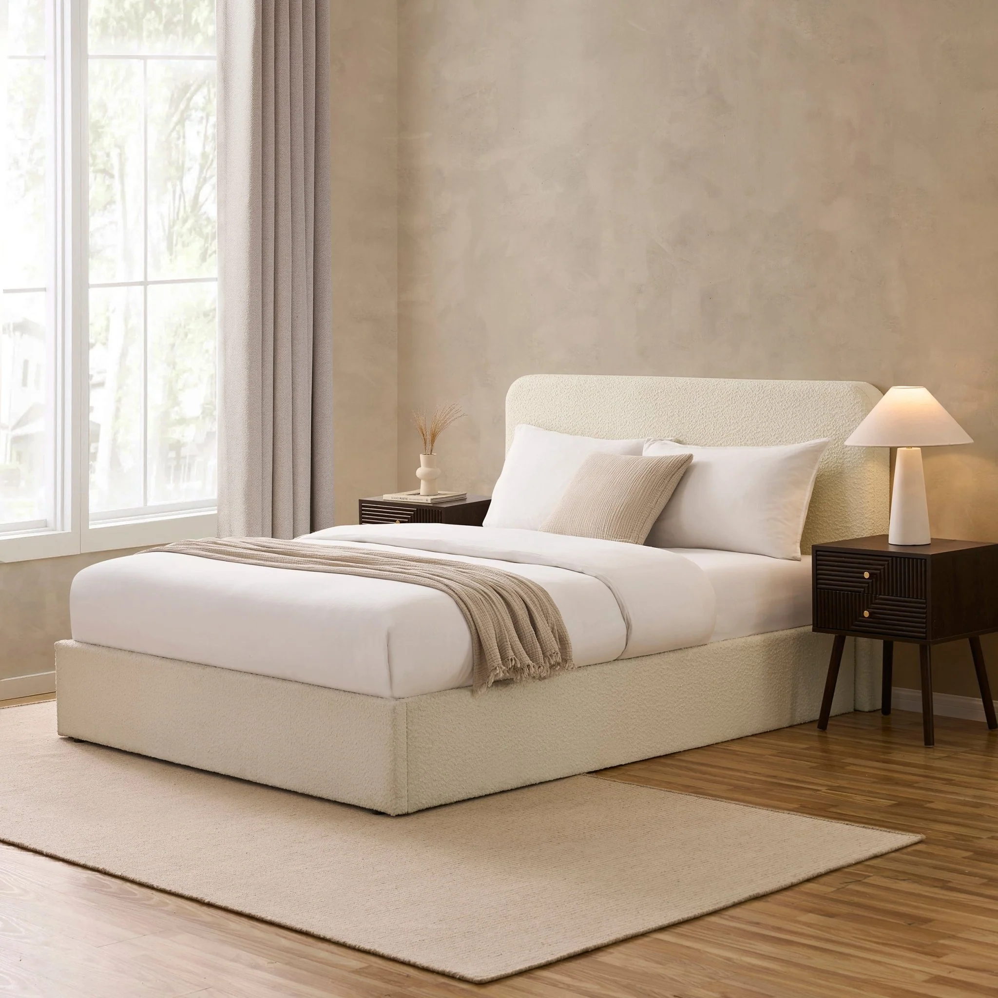 Ascot Bouclé Ottoman Storage Bed - Off White - Image 3