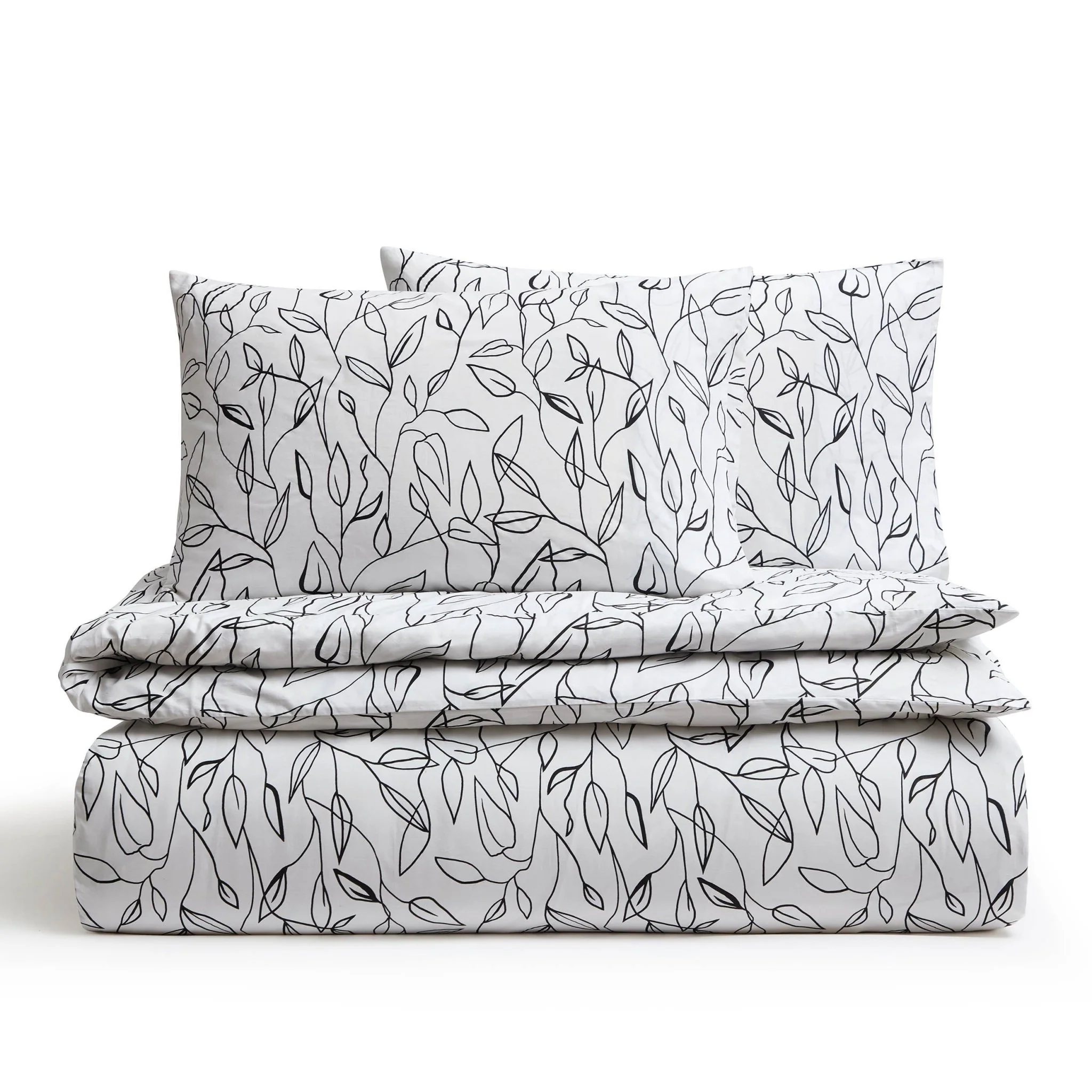 Astrid 100% Cotton Duvet Cover & Pillowcase Set - Off White/Black - Image 4