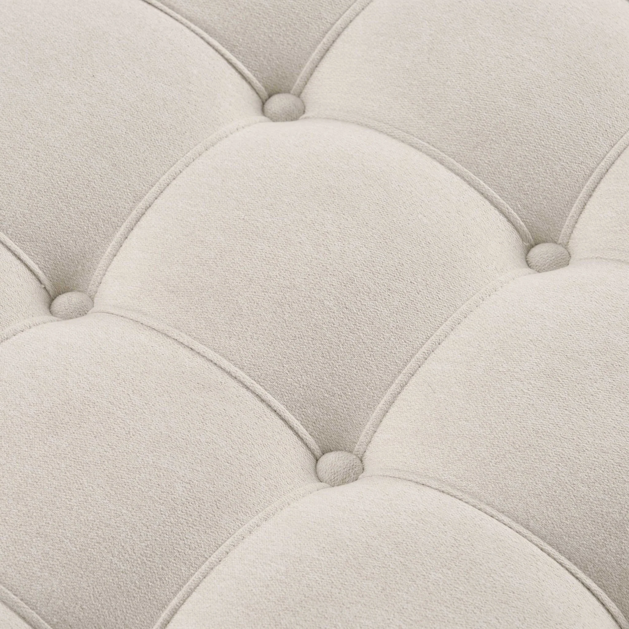 Aubrey Round Coffee Table Pouffe - Cream Linen - Image 6