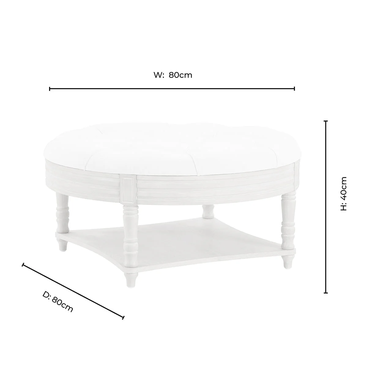 Aubrey Round Coffee Table Pouffe - Oatmeal - Image 7
