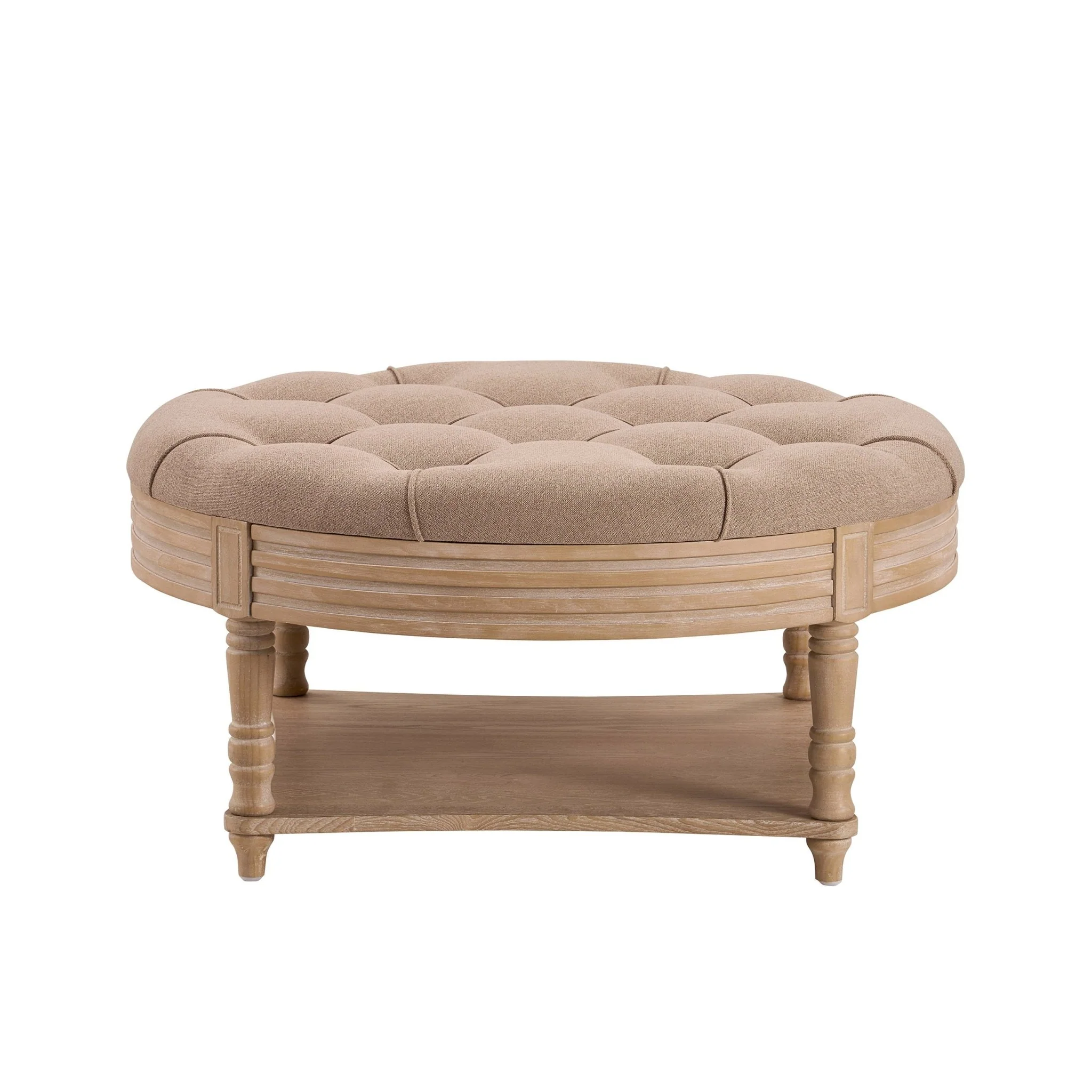 Aubrey Round Coffee Table Pouffe - Oatmeal - Image 3