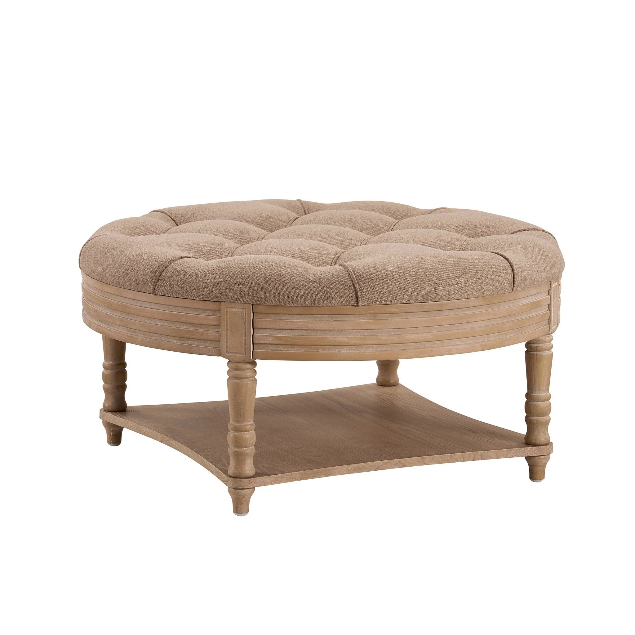 Aubrey Round Coffee Table Pouffe - Oatmeal - Image 4
