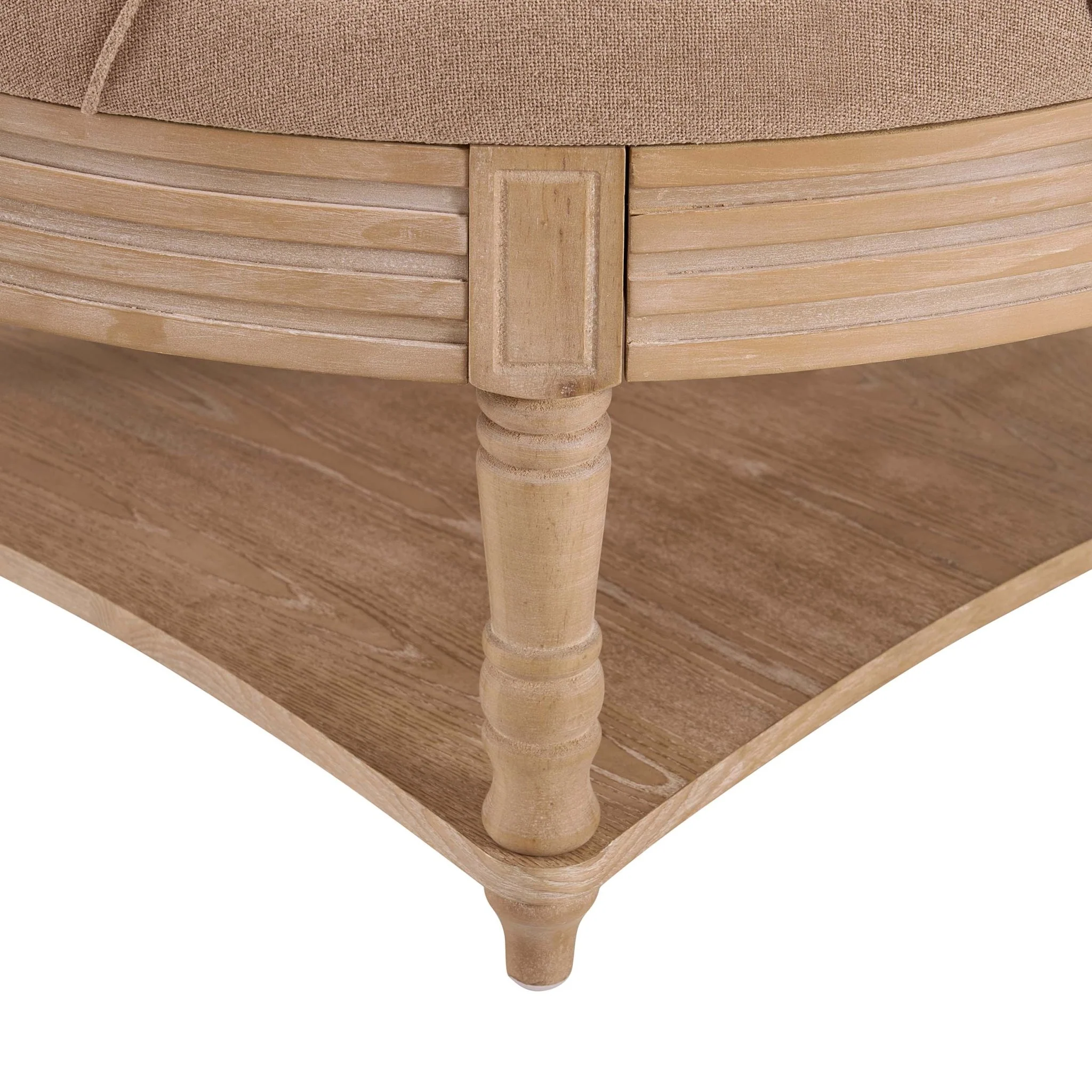 Aubrey Round Coffee Table Pouffe - Oatmeal - Image 5