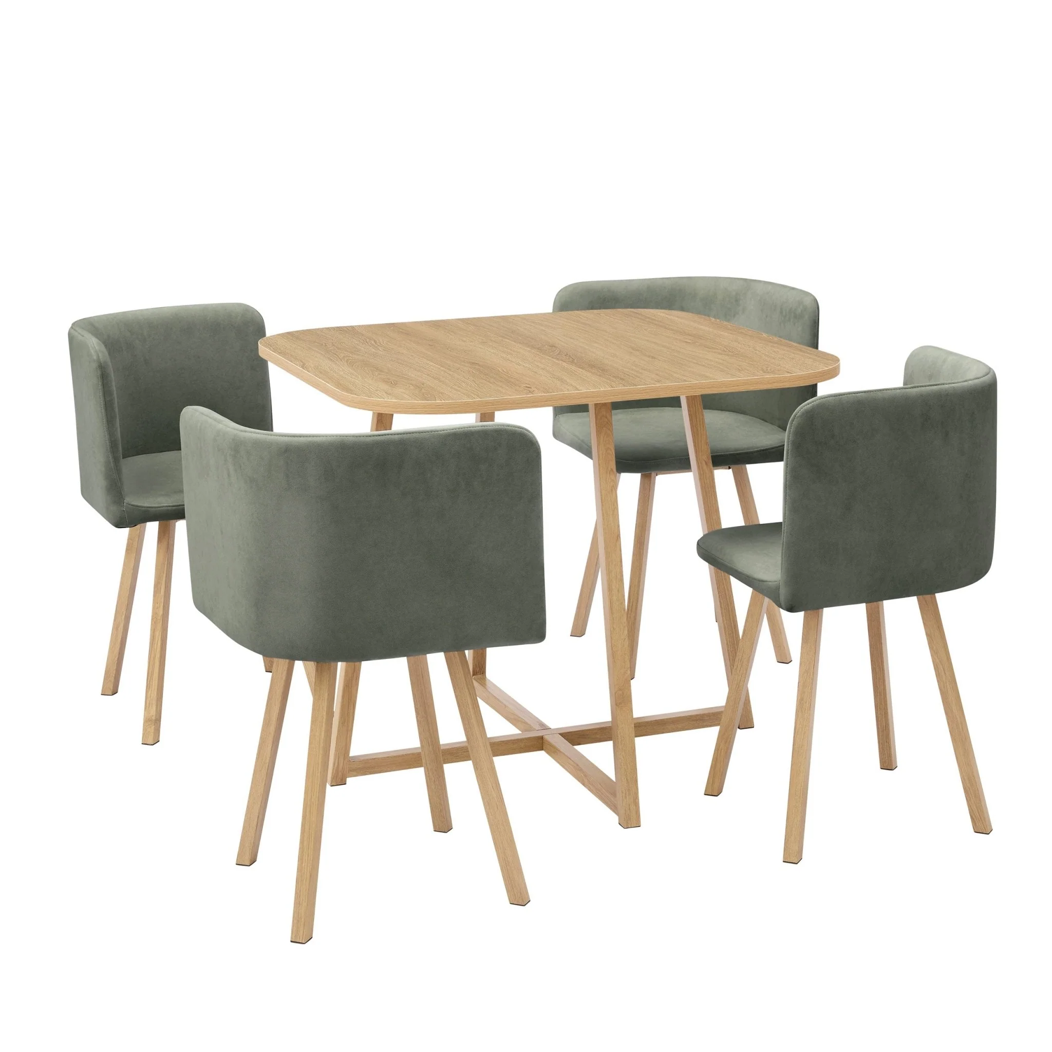 Ava Space Saver 4 Seater Dining Table and Chairs - Light Wood/Green - Image 3