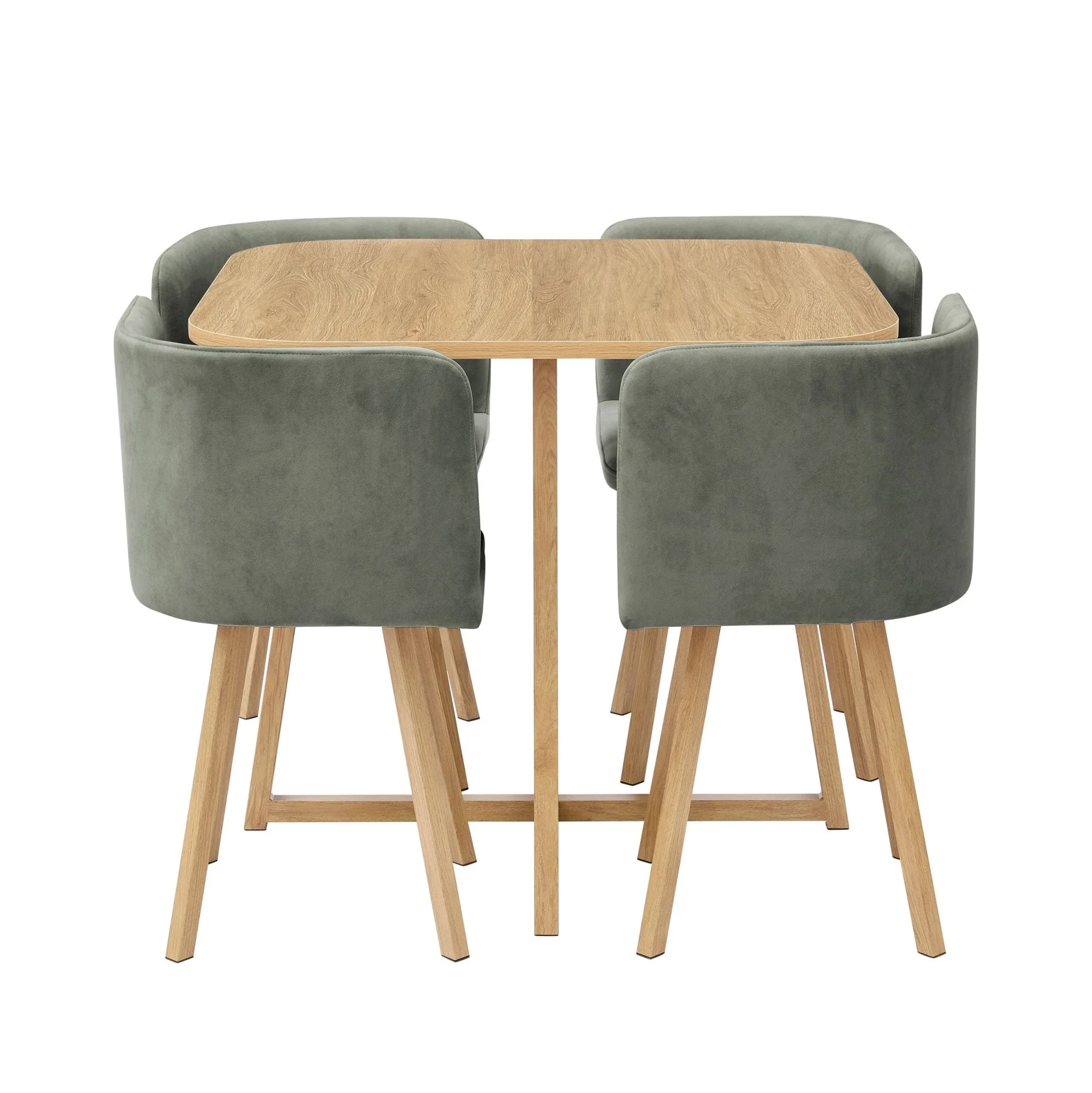 Ava Space Saver 4 Seater Dining Table and Chairs - Light Wood/Green - Image 4