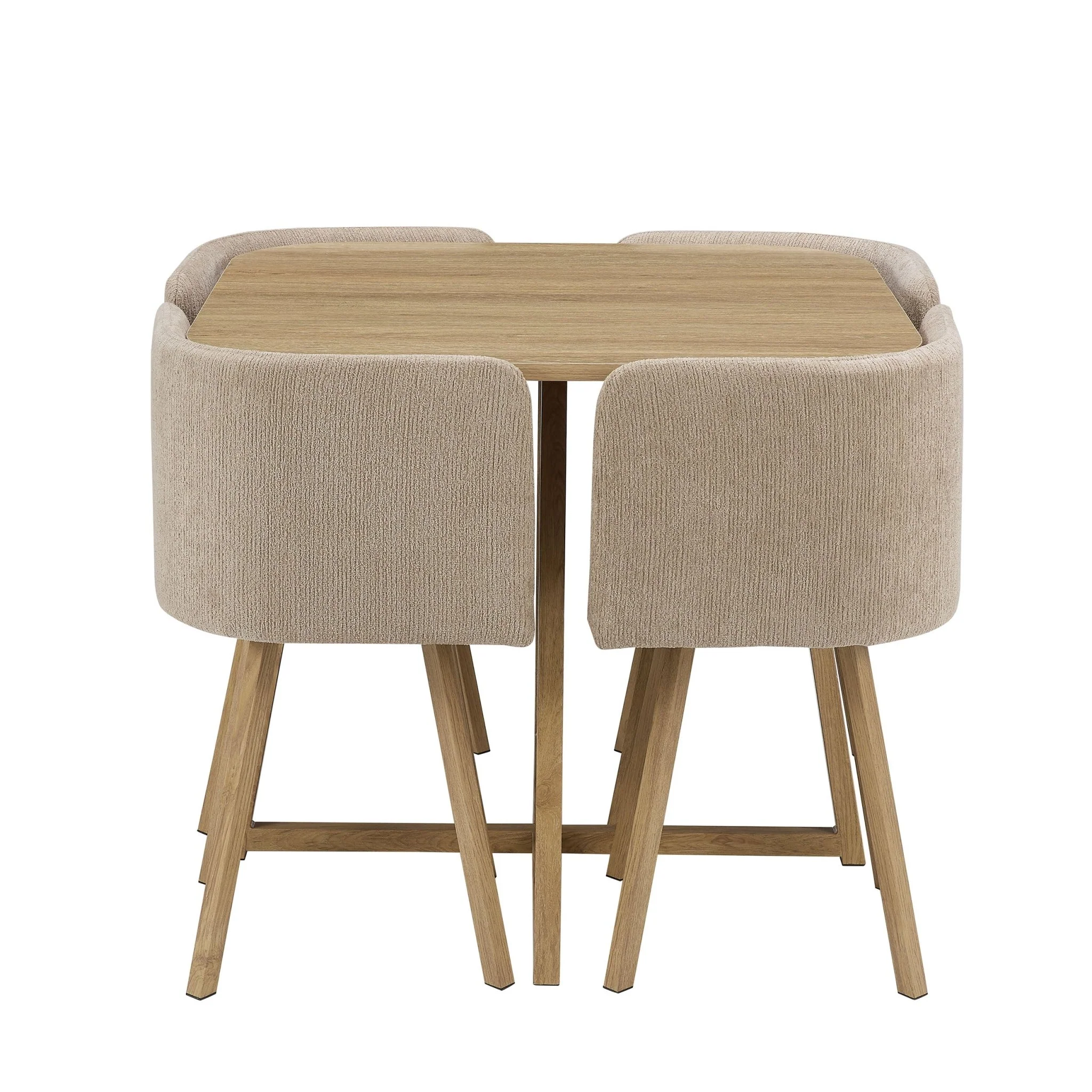 Ava Space Saver 4 Seater Dining Table and Chairs - Mushroom - Image 3