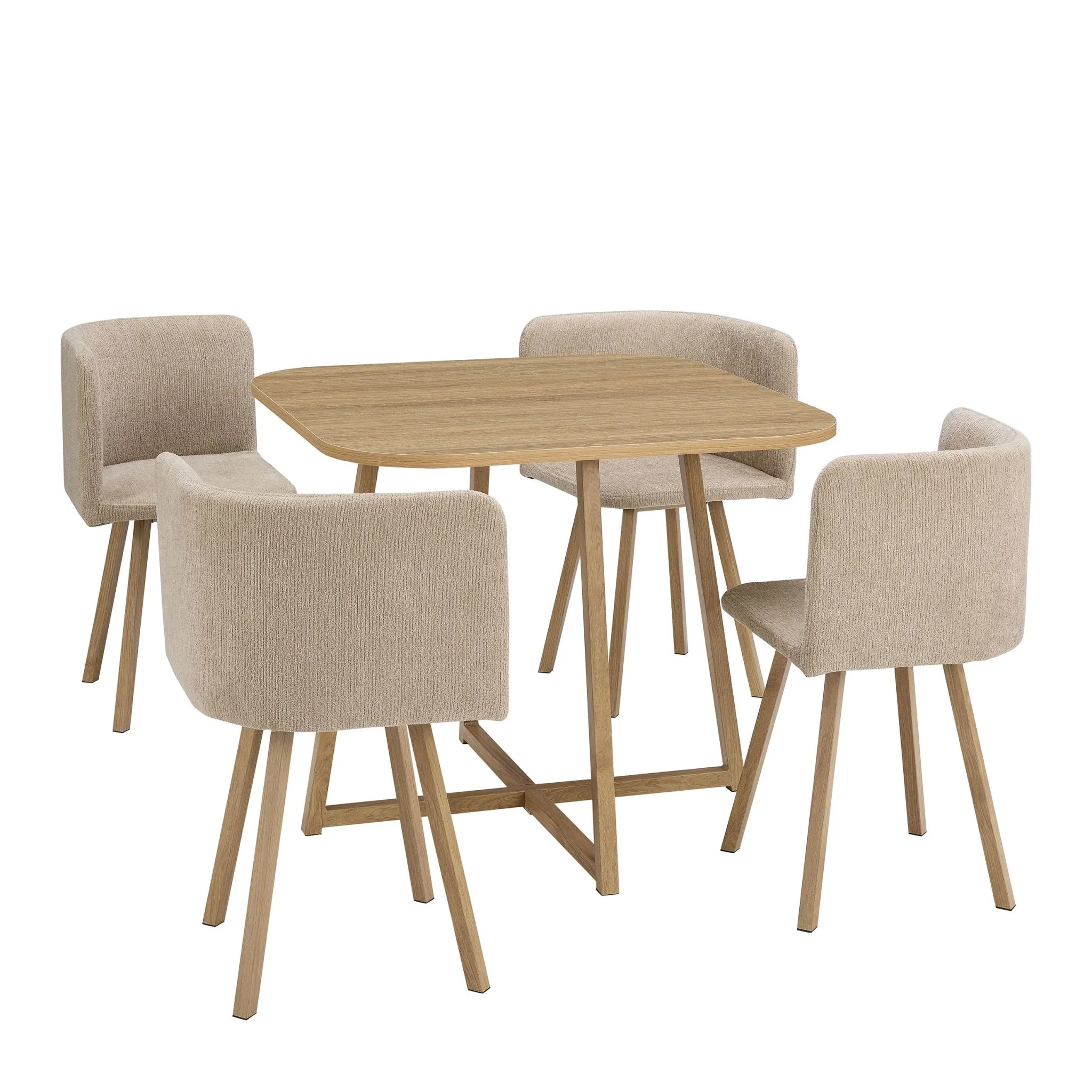 Ava Space Saver 4 Seater Dining Table and Chairs - Mushroom - Image 4