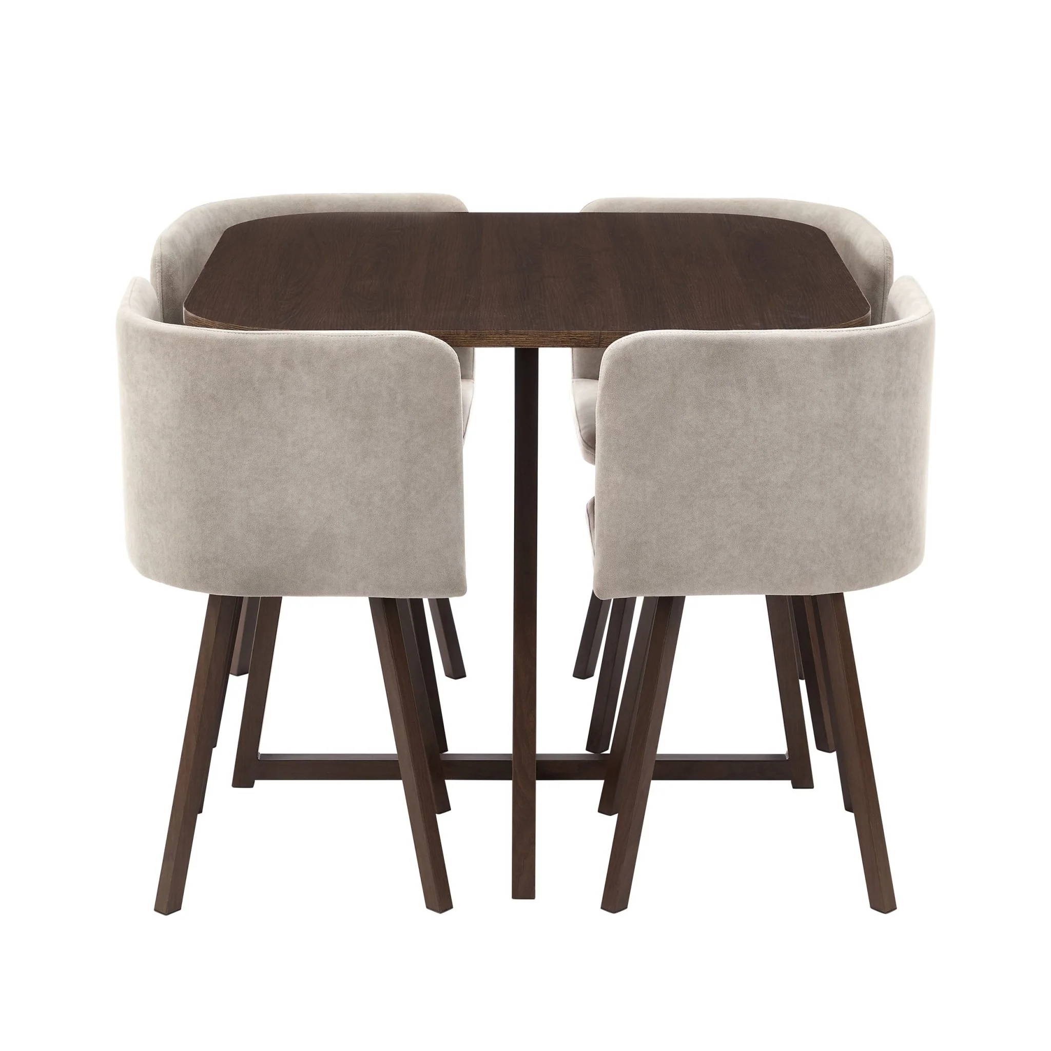 Ava Space Saver 4 Seater Dining Table and Chairs - Walnut/Stone - Image 3