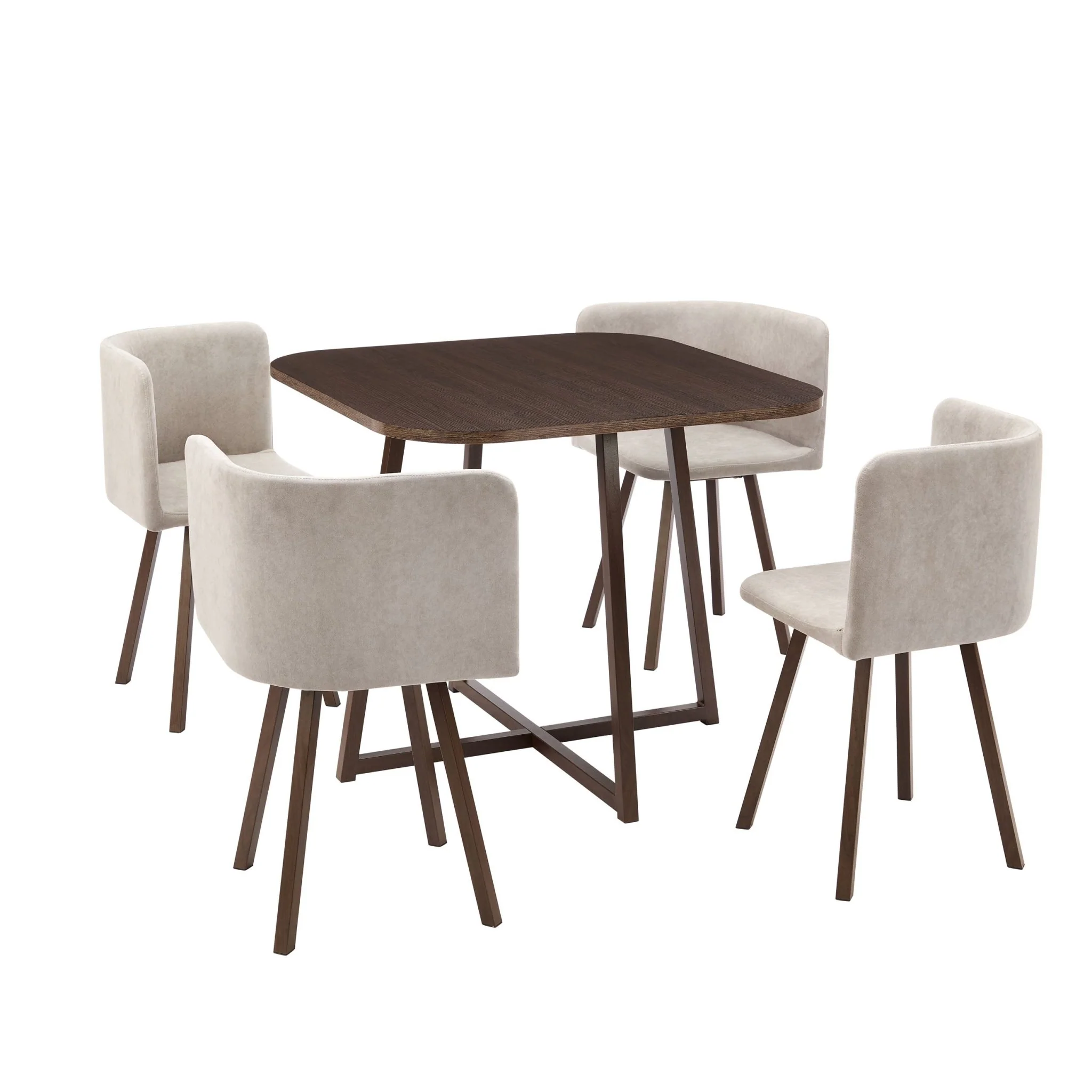 Ava Space Saver 4 Seater Dining Table and Chairs - Walnut/Stone - Image 4