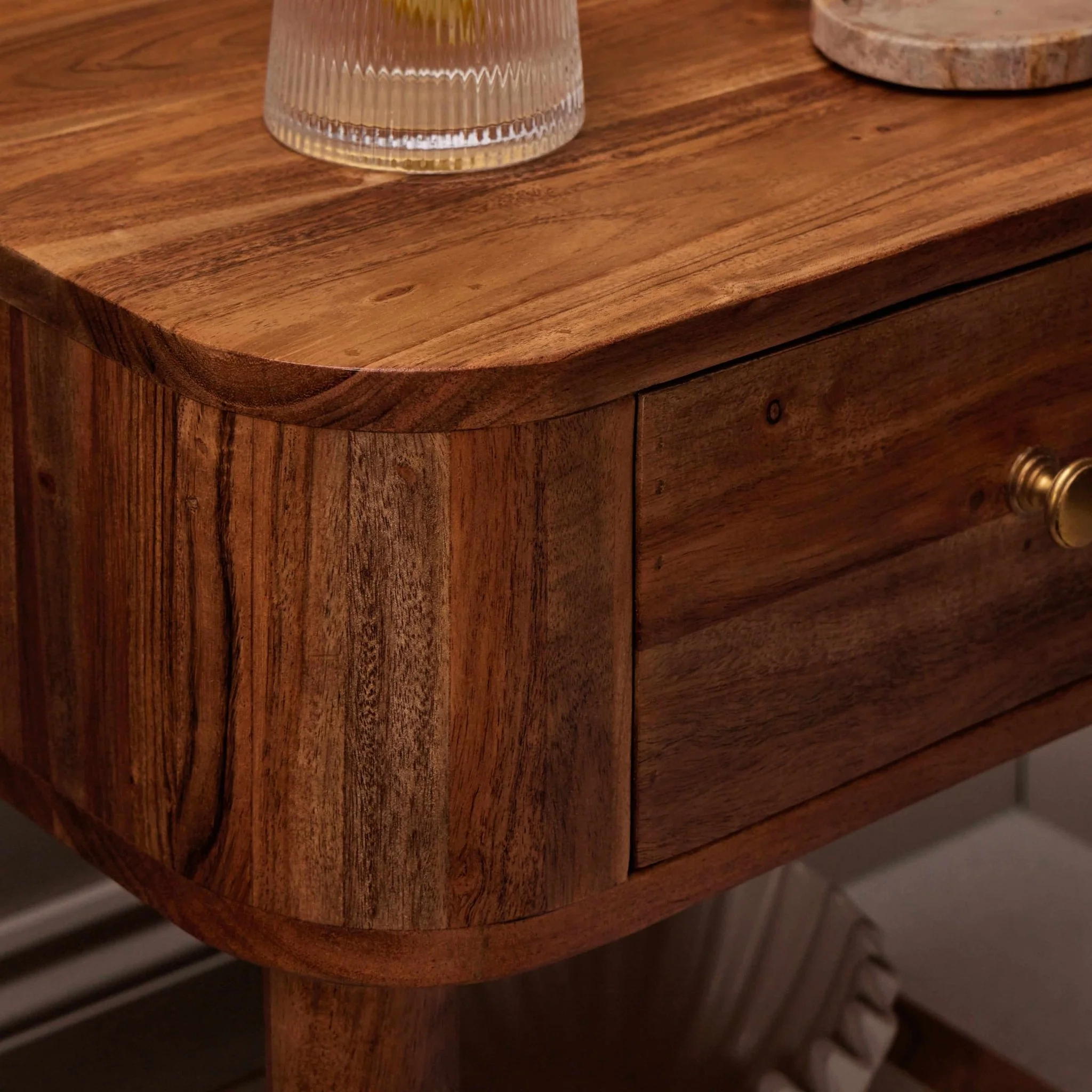 Avery Acacia Wood 1 Drawer Nightstand - Natural - Image 3