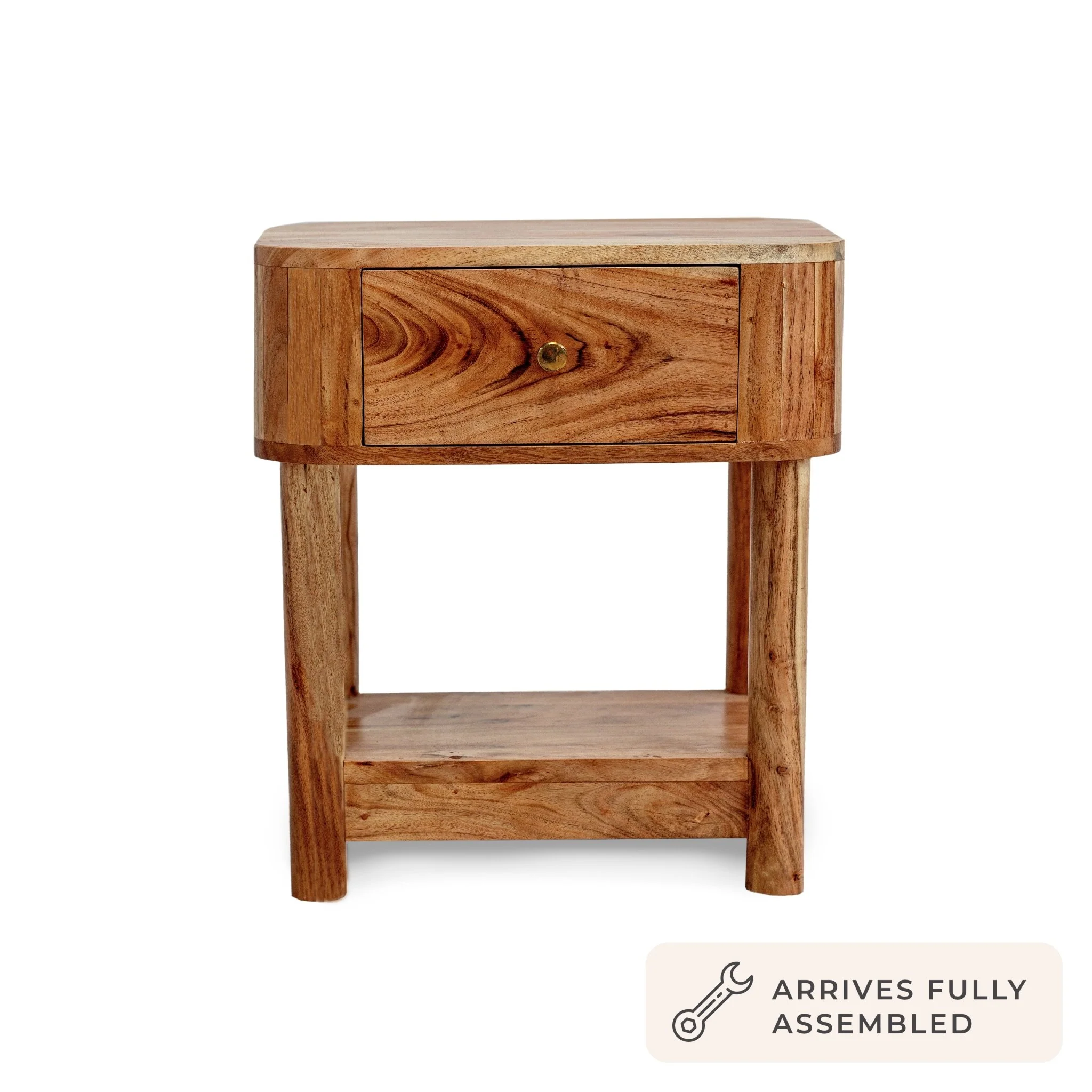 Avery Acacia Wood 1 Drawer Nightstand - Natural - Image 4
