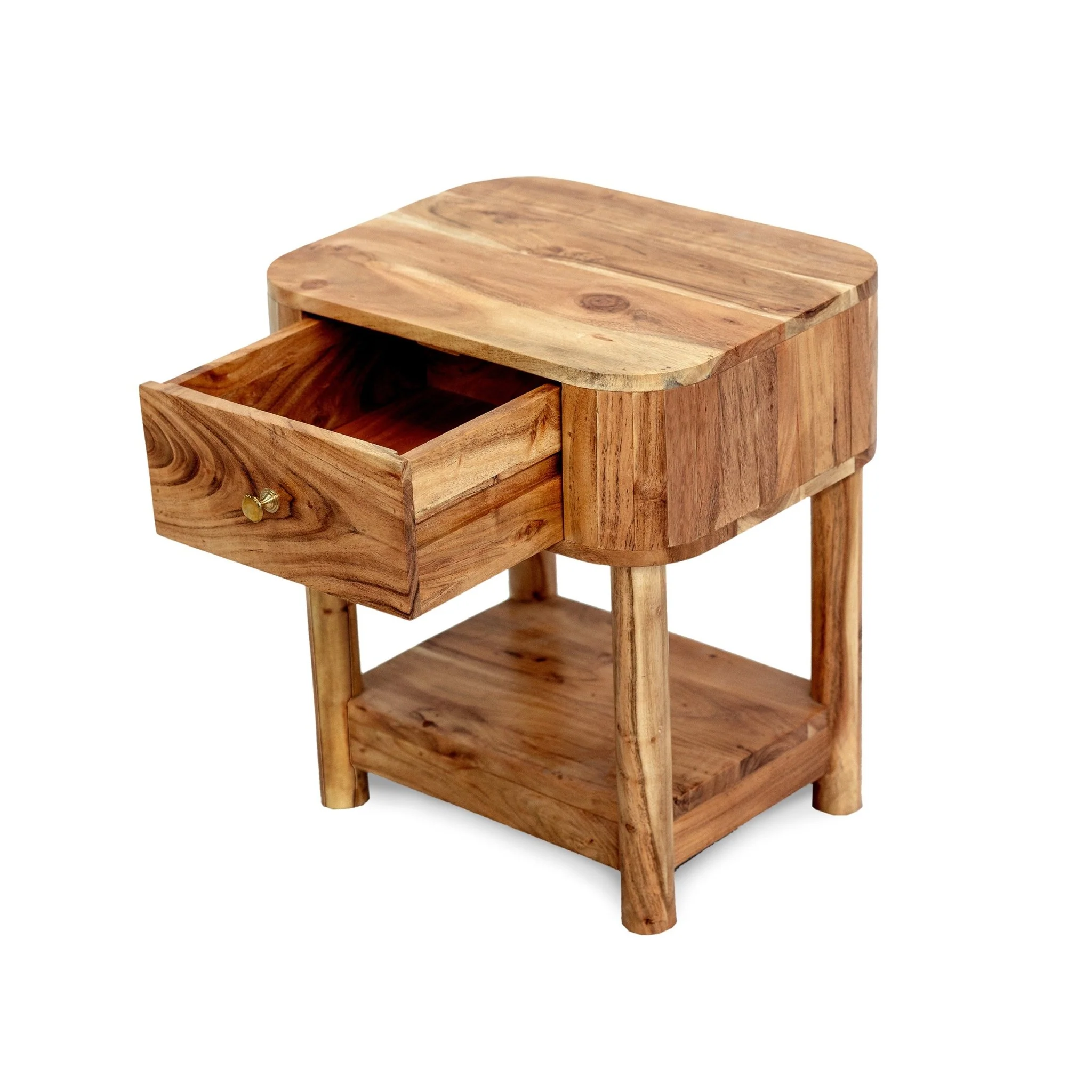 Avery Acacia Wood 1 Drawer Nightstand - Natural - Image 5