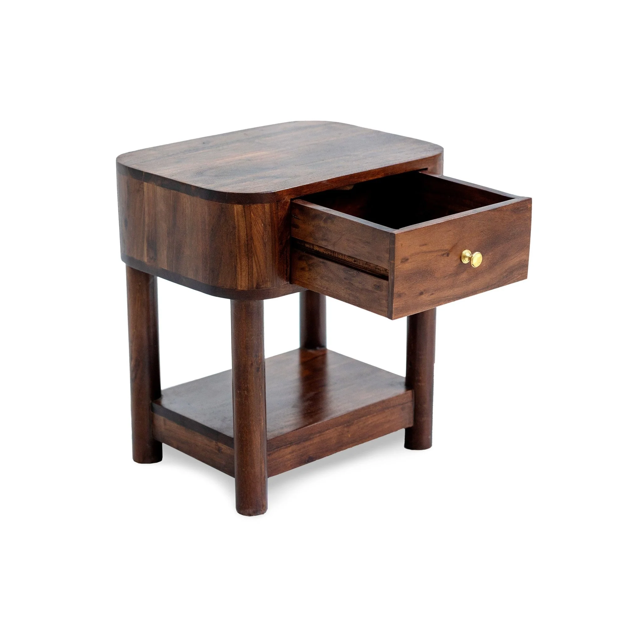 Avery Acacia Wood 1 Drawer Nightstand - Walnut - Image 5