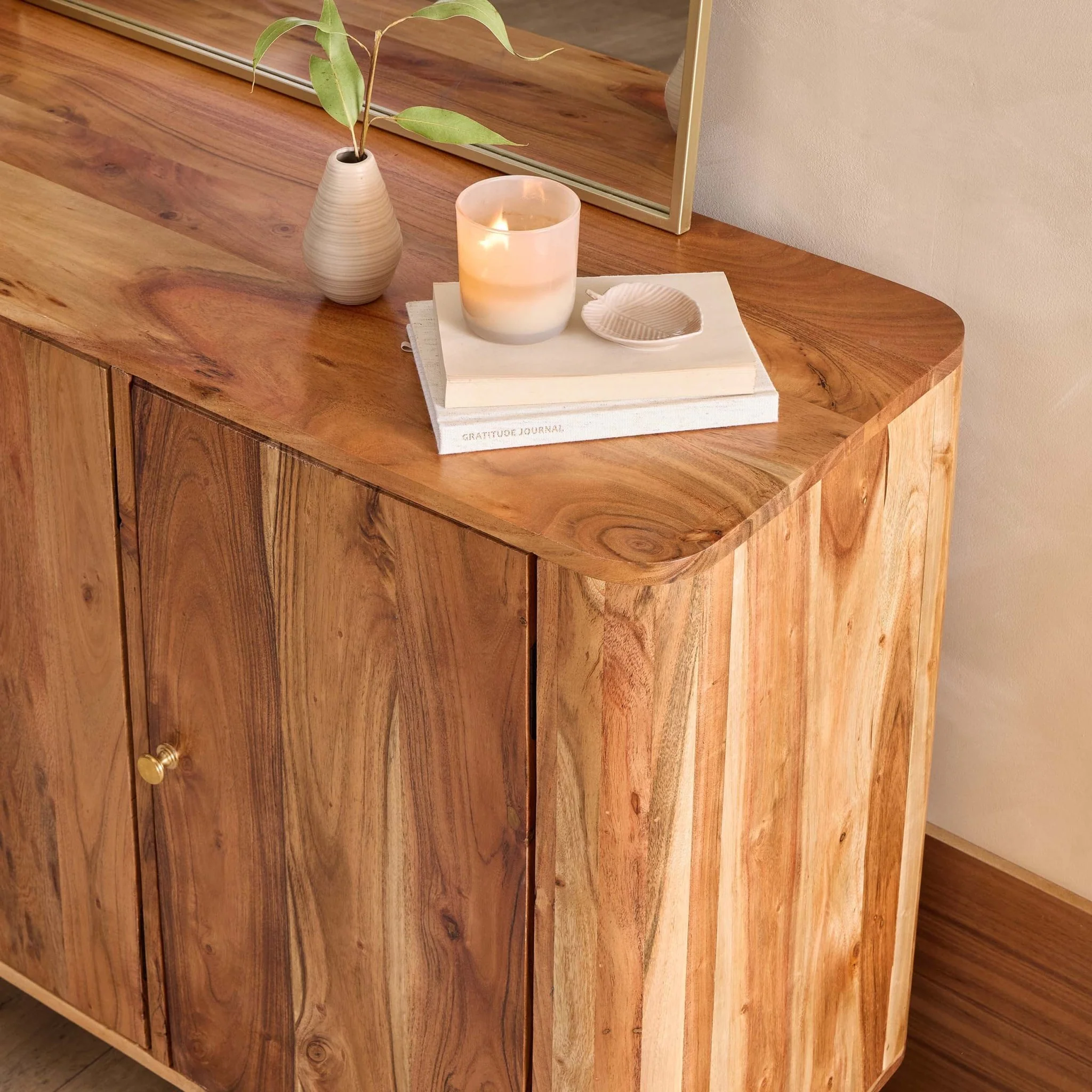 Avery Acacia Wood 3 Door Sideboard - Natural - Image 2