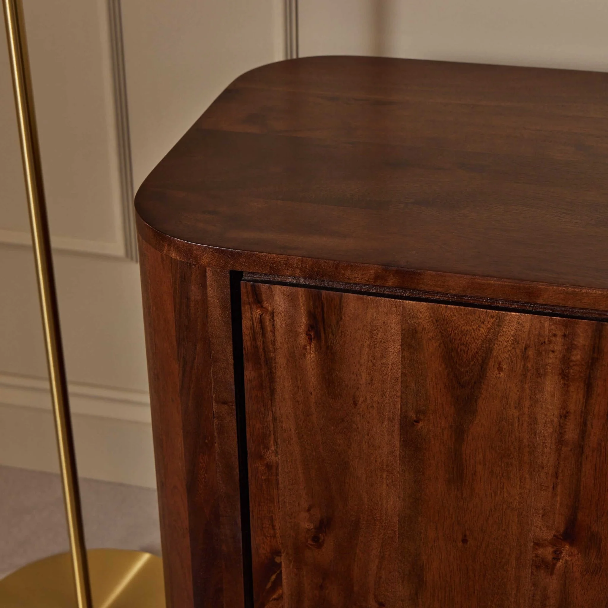 Avery Acacia Wood 3 Door Sideboard - Walnut - Image 3