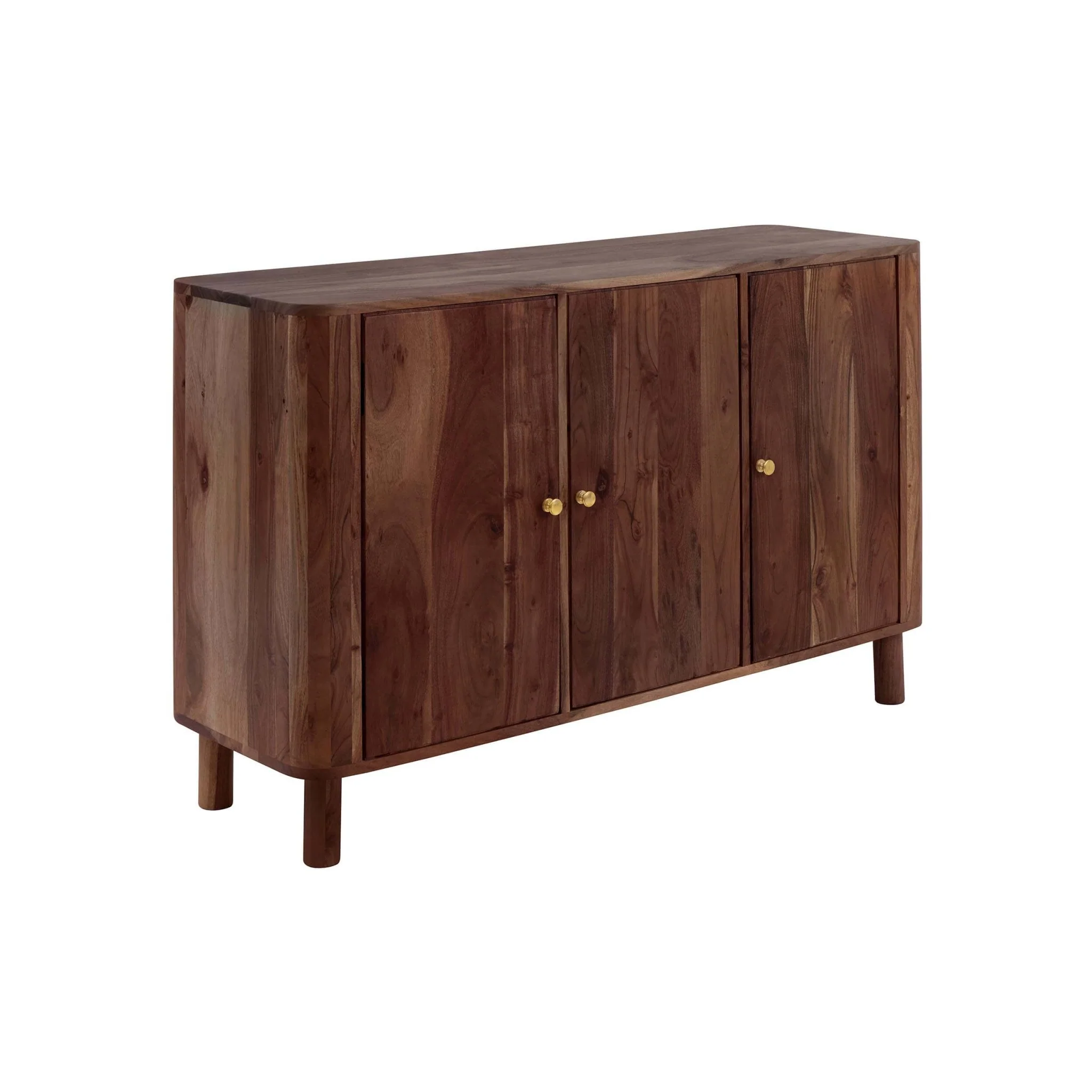 Avery Acacia Wood 3 Door Sideboard - Walnut - Image 4