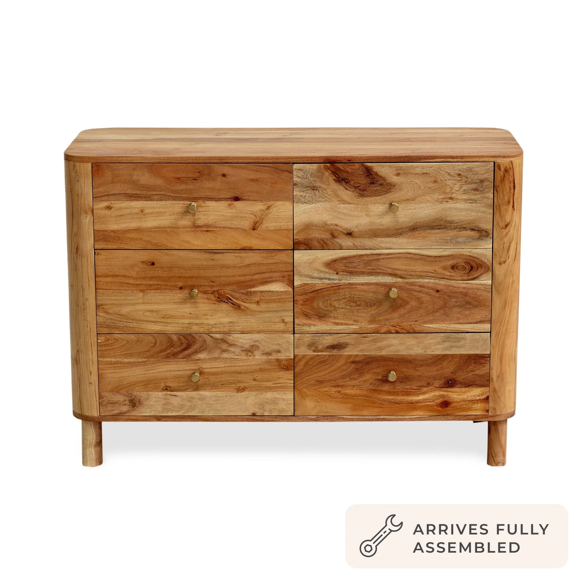 Avery Acacia Wood 6 Drawer Chest - Natural - Image 4