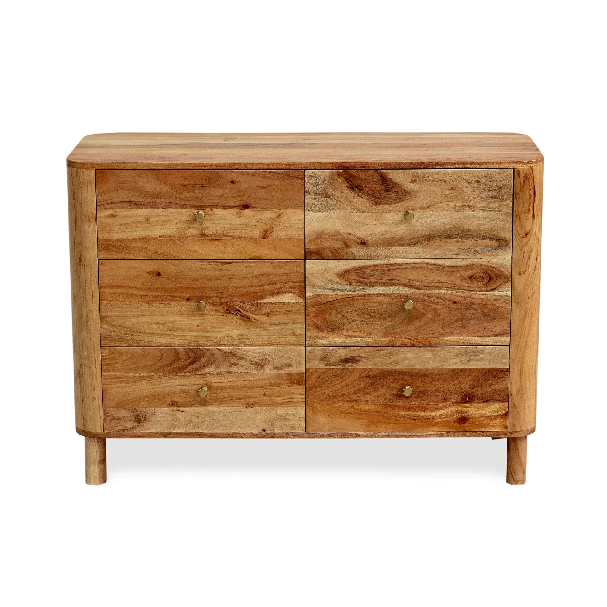 Avery Acacia Wood 6 Drawer Chest - Natural - Image 5