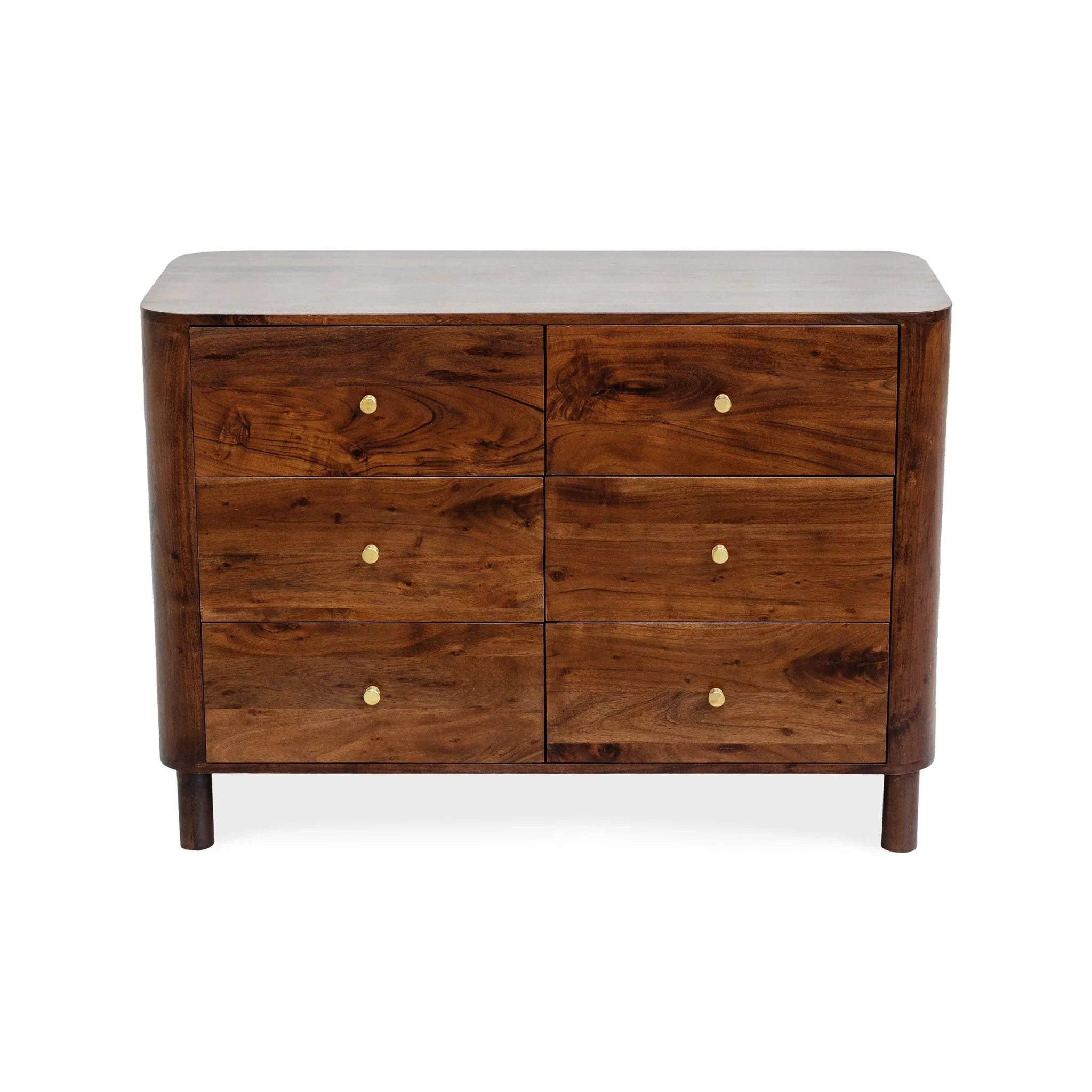 Avery Acacia Wood 6 Drawer Chest - Walnut - Image 6