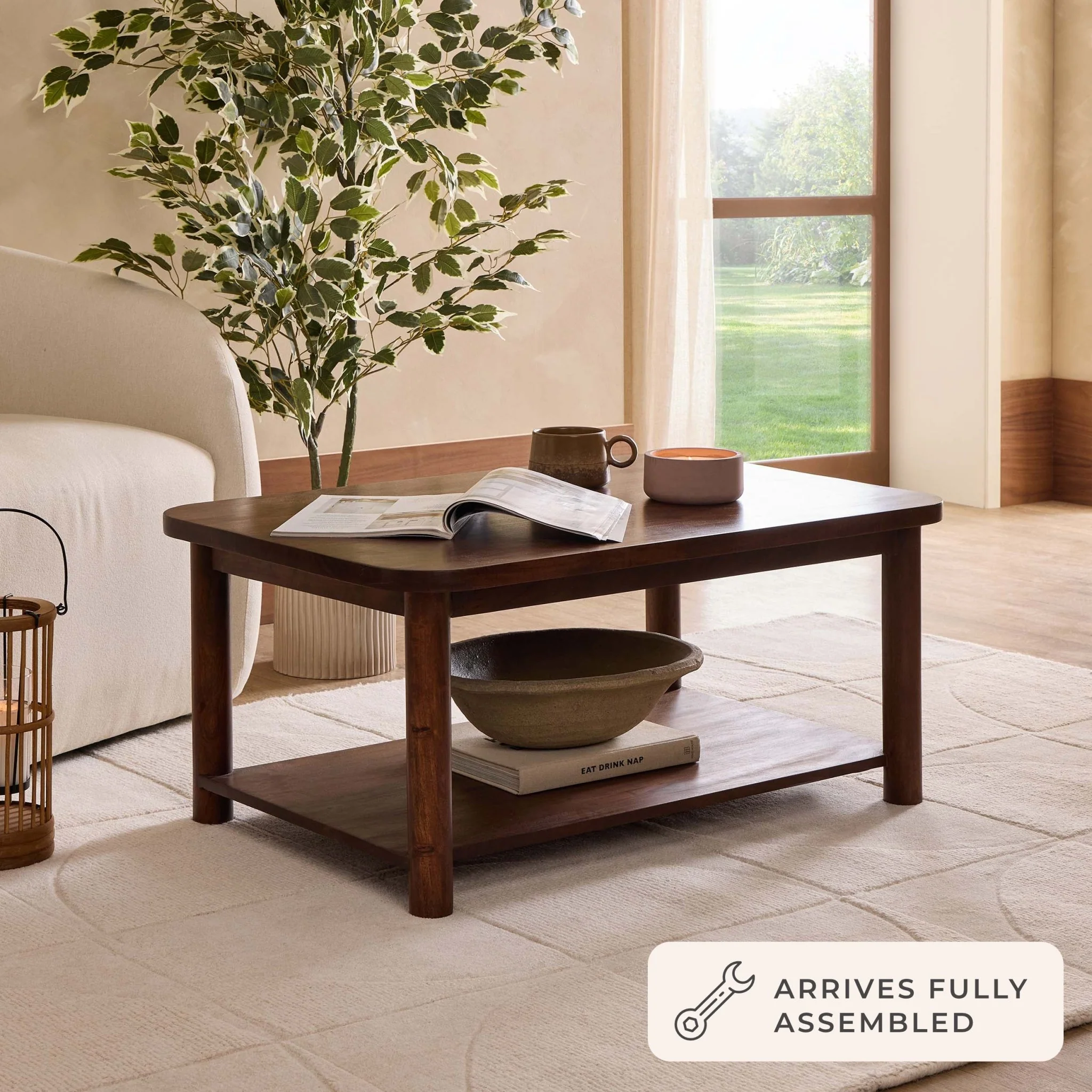 Avery Acacia Wood Coffee Table - Walnut