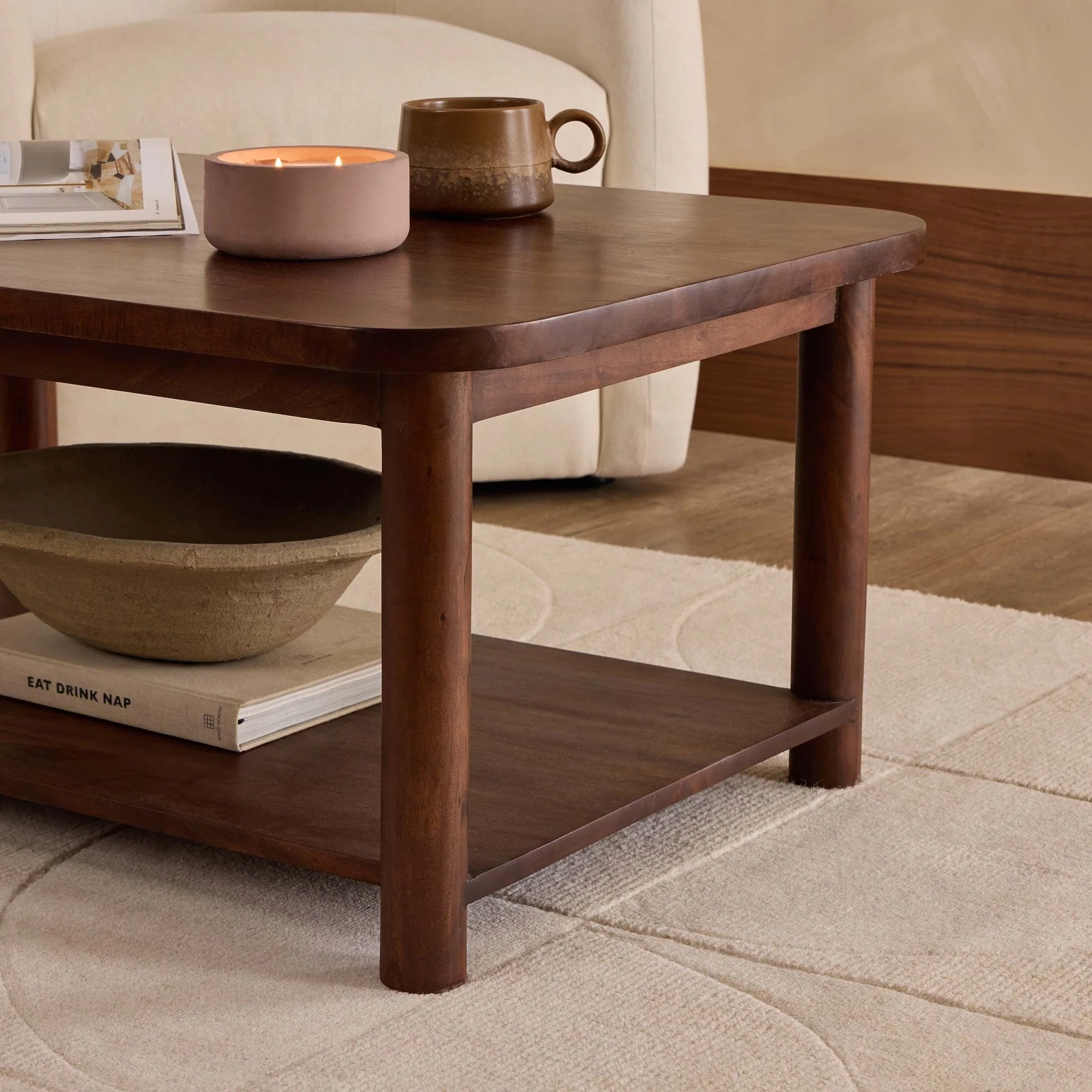 Avery Acacia Wood Coffee Table - Walnut - Image 2