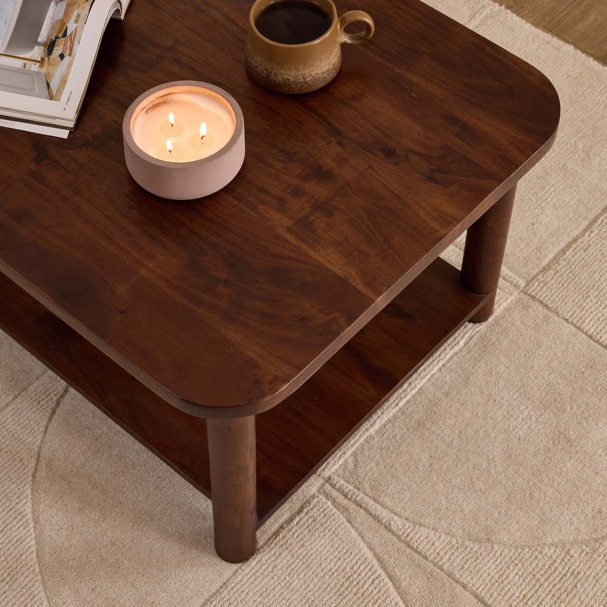 Avery Acacia Wood Coffee Table - Walnut - Image 3