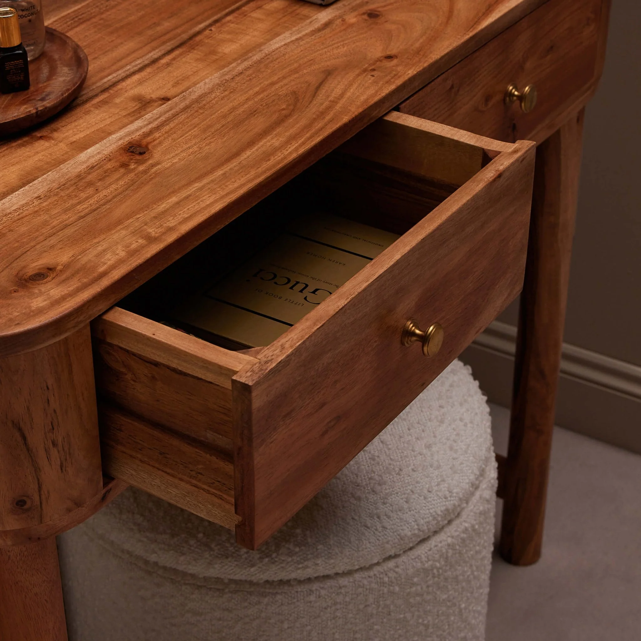 Avery Acacia Wood Dressing Table Console - Natural - Image 2