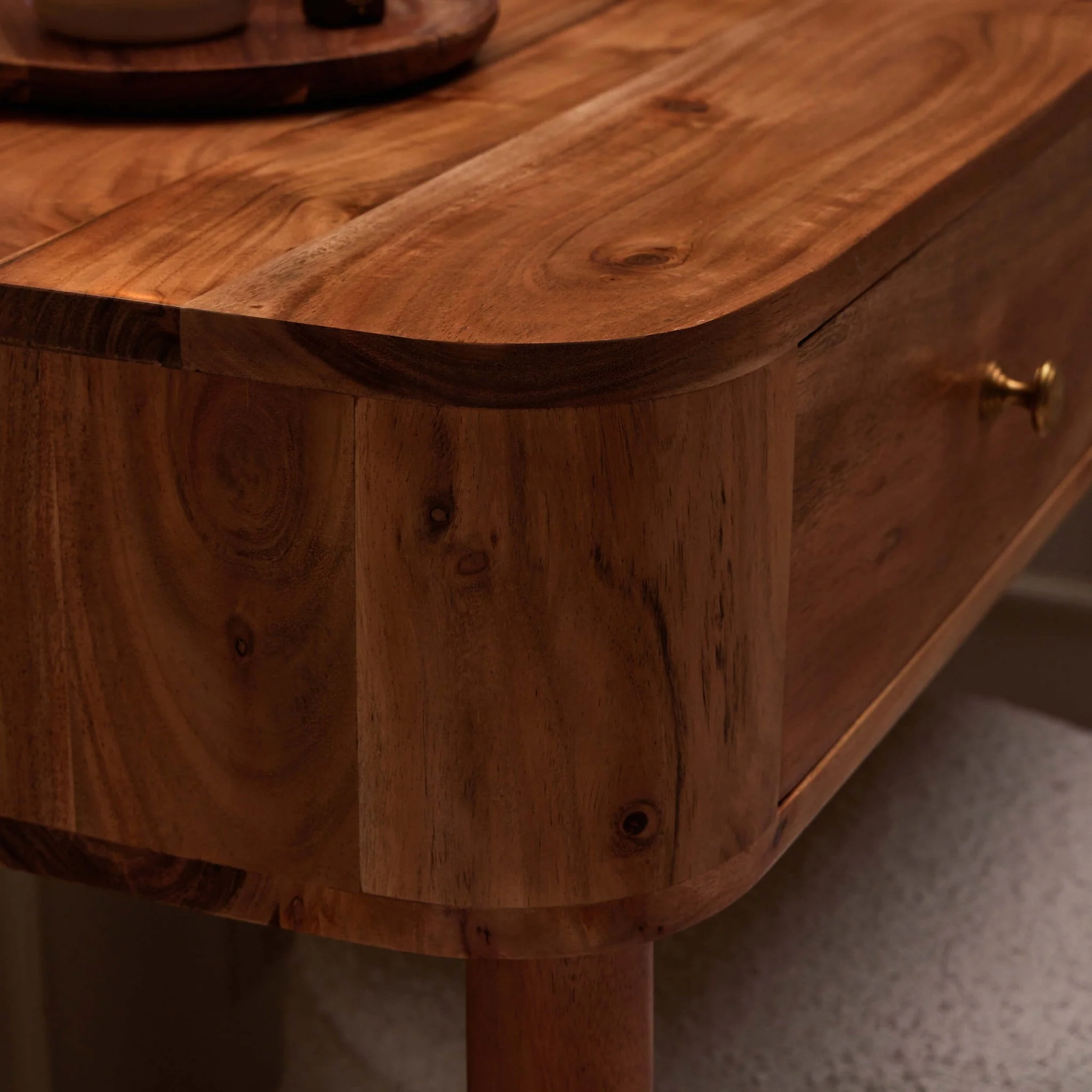 Avery Acacia Wood Dressing Table Console - Natural - Image 3