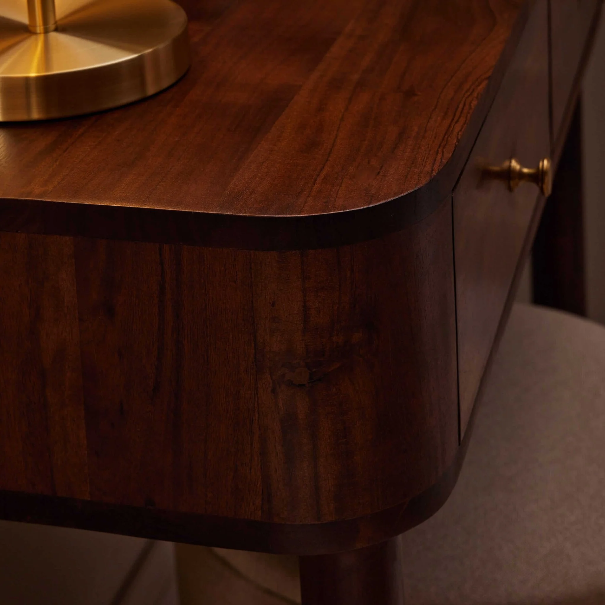 Avery Acacia Wood Dressing Table Console - Walnut - Image 3