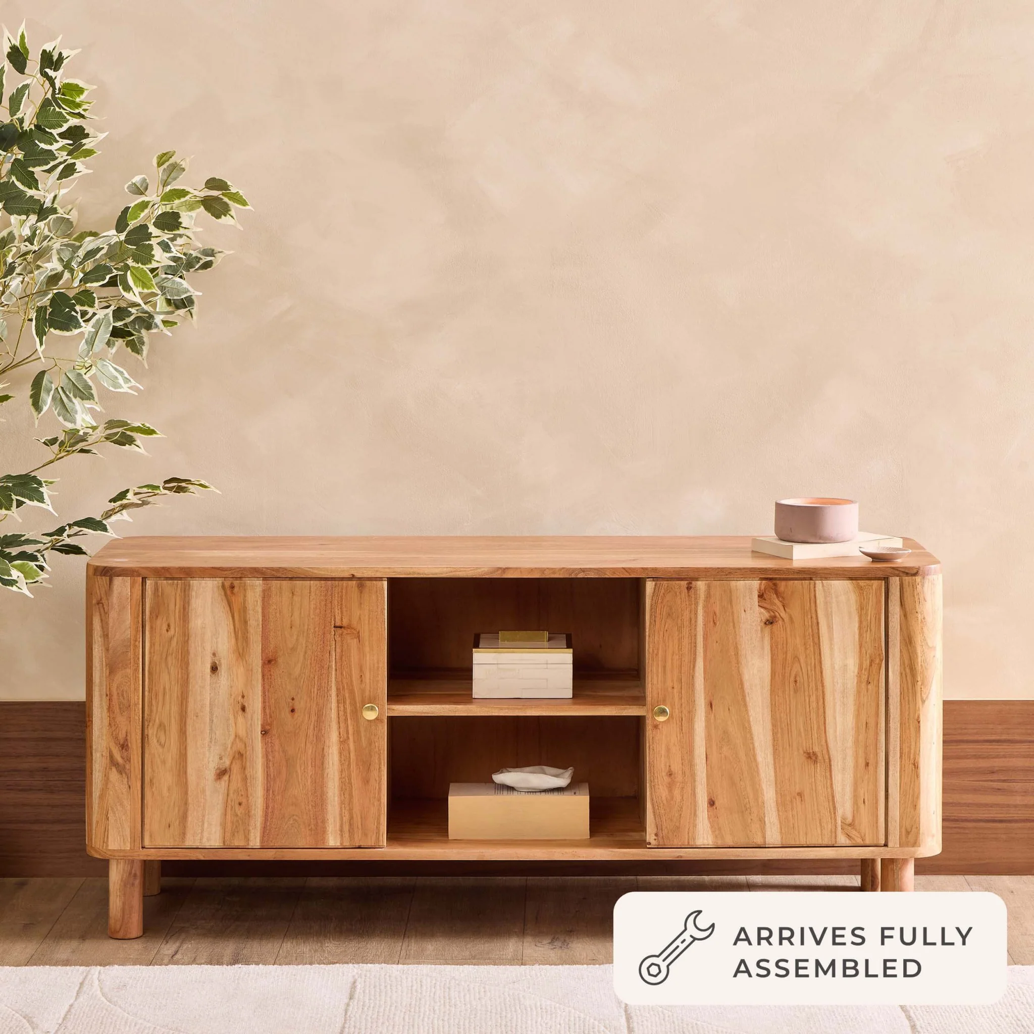 Avery Acacia Wood Tv Unit for TVs up to 50" - Natural