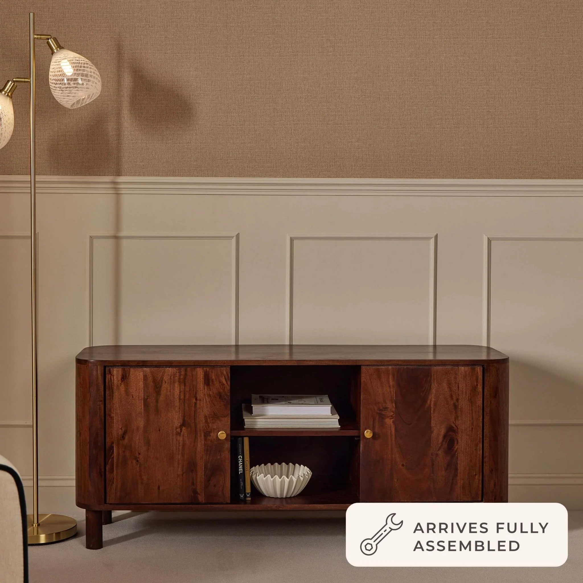 Avery Acacia Wood Tv Unit for TVs up to 50" - Walnut