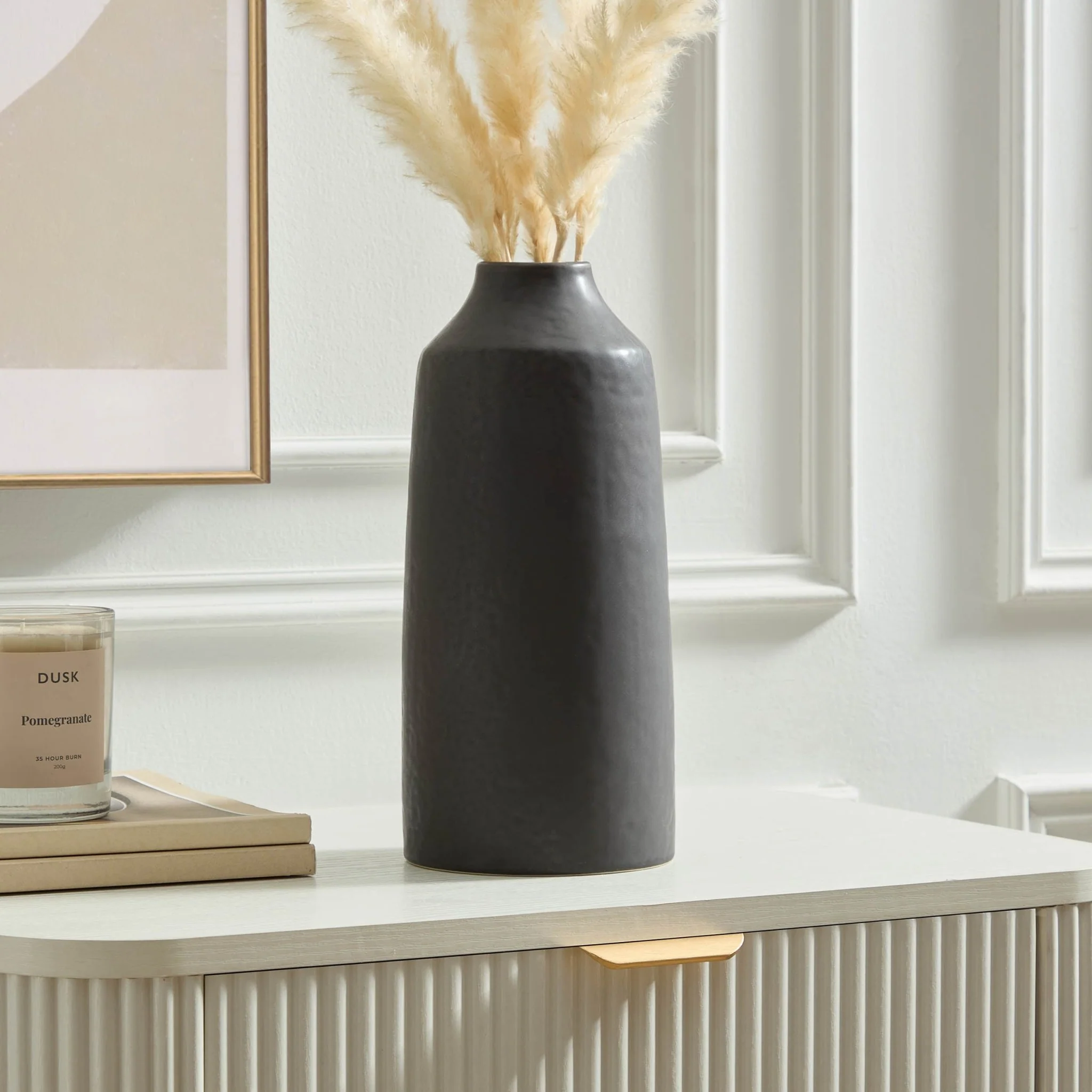 Azalea Matt Effect Vase - Charcoal