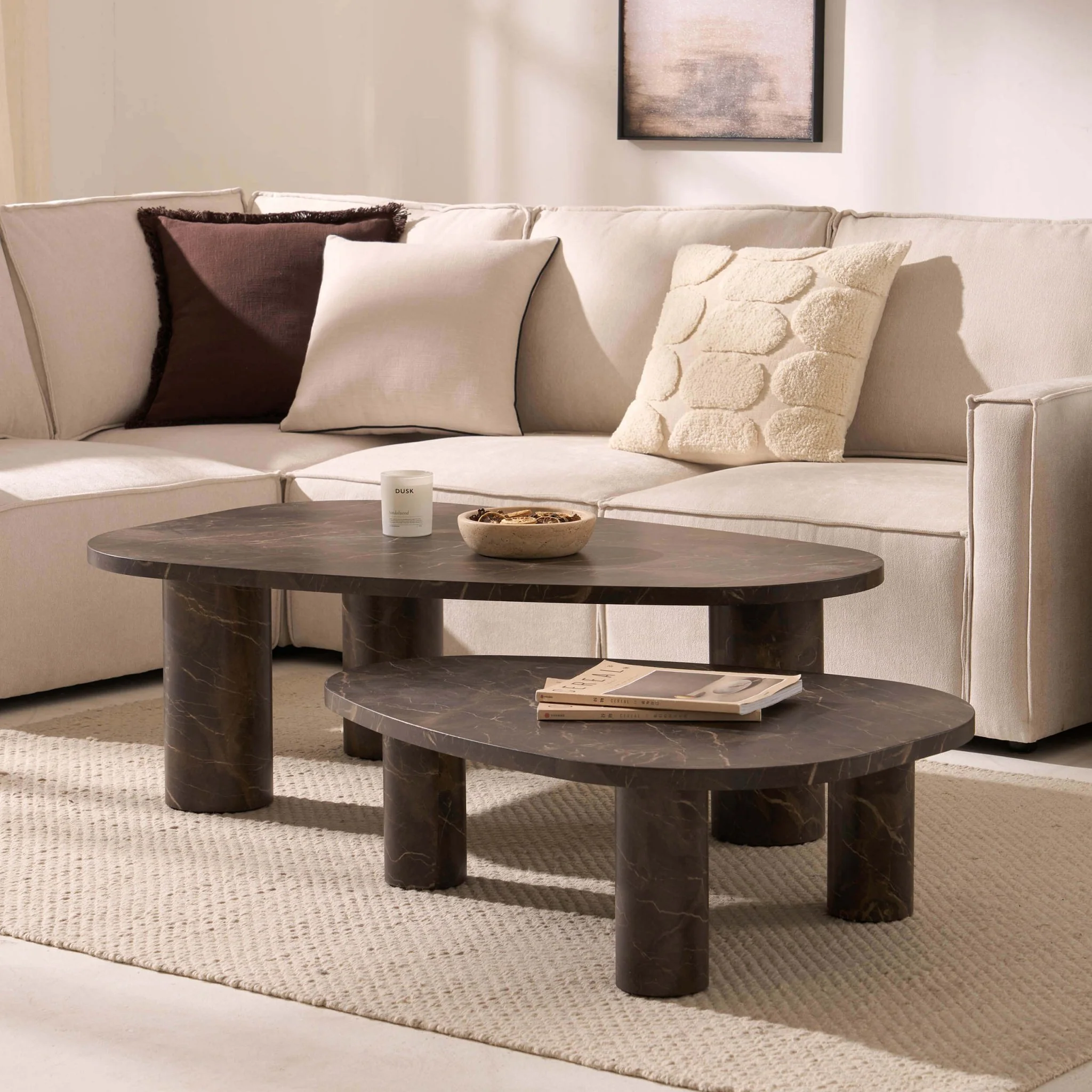 Azra Nesting Coffee Tables - Brown Marble Effect - Image 3