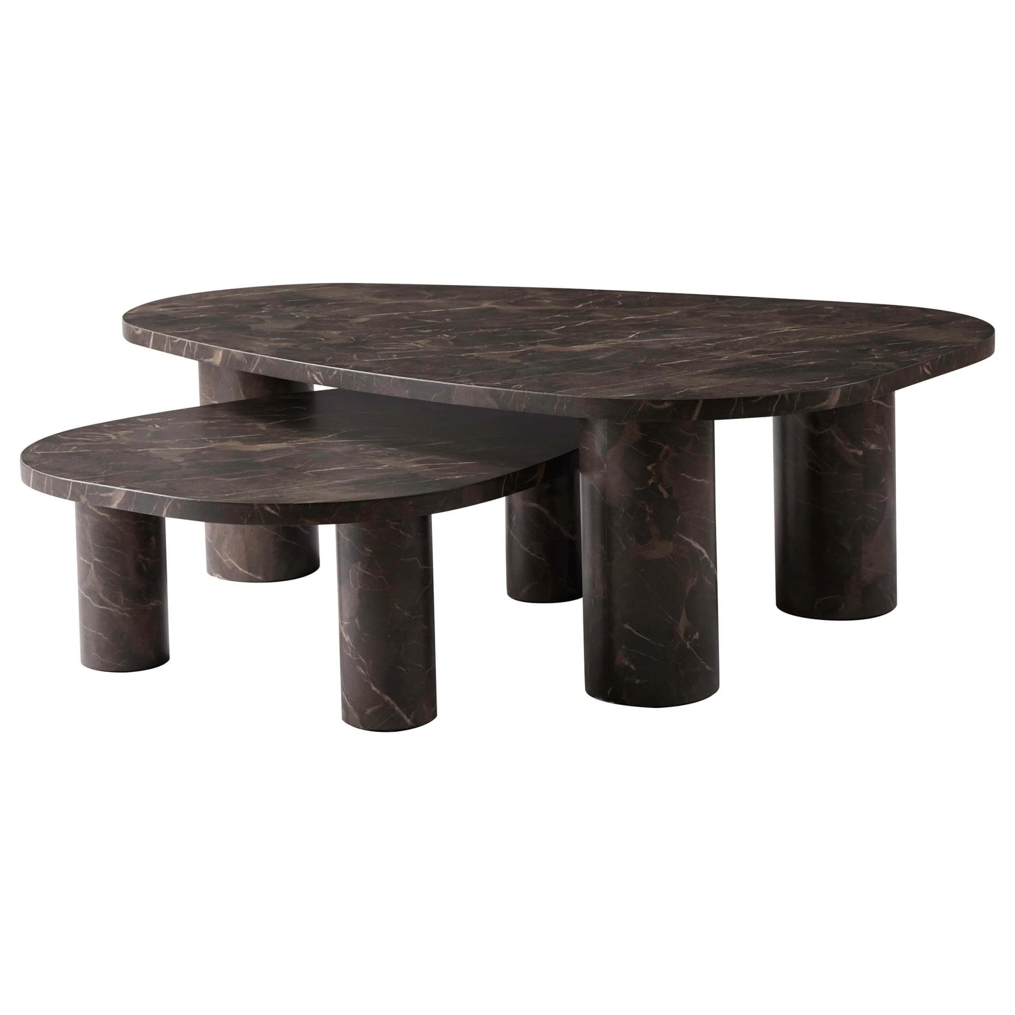 Azra Nesting Coffee Tables - Brown Marble Effect - Image 4