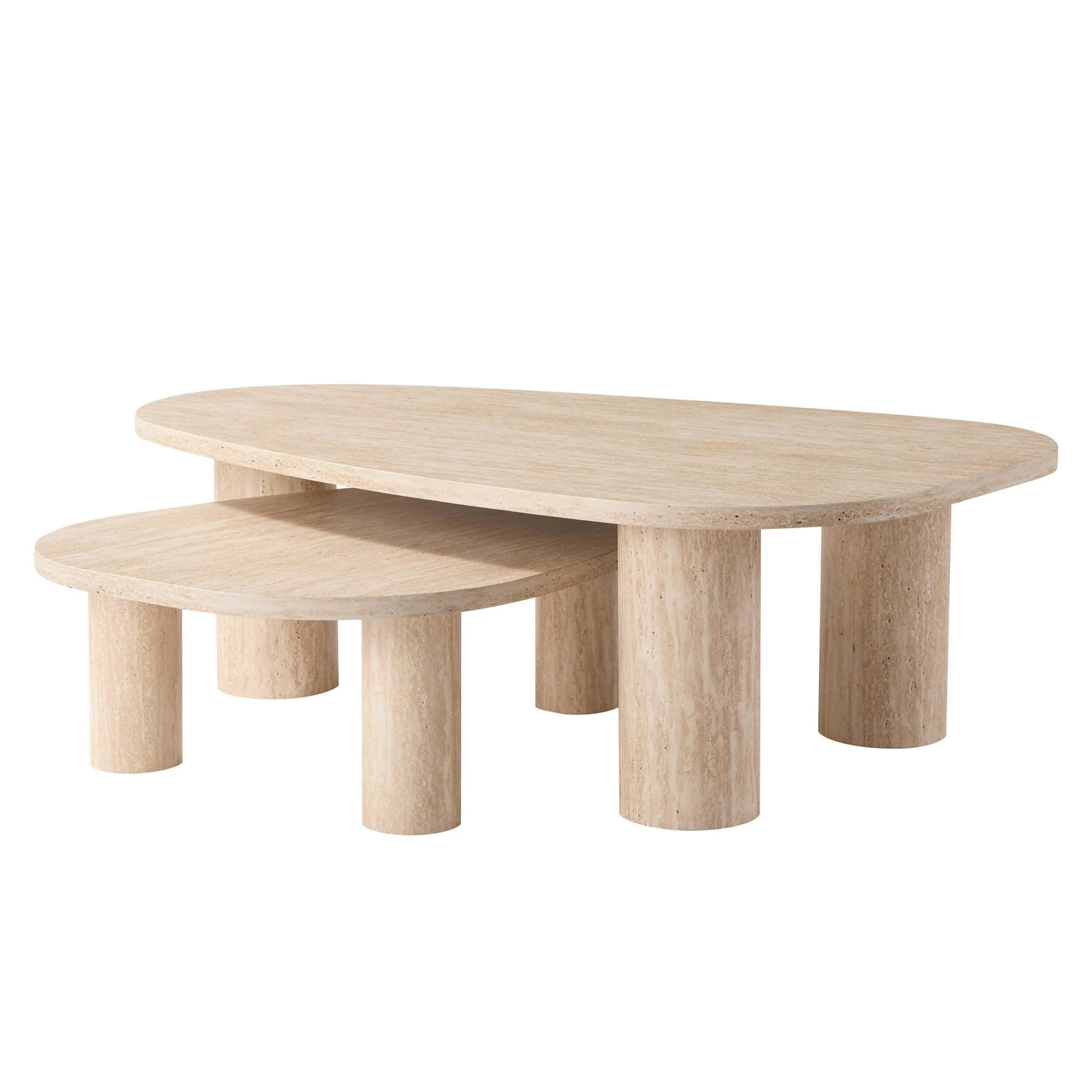Azra Nesting Coffee Tables - Travertine Marble Effect - Image 3