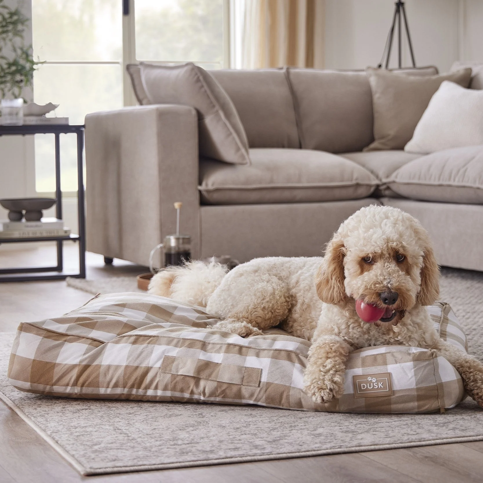Bailey Pillow Dog Bed - Natural Gingham